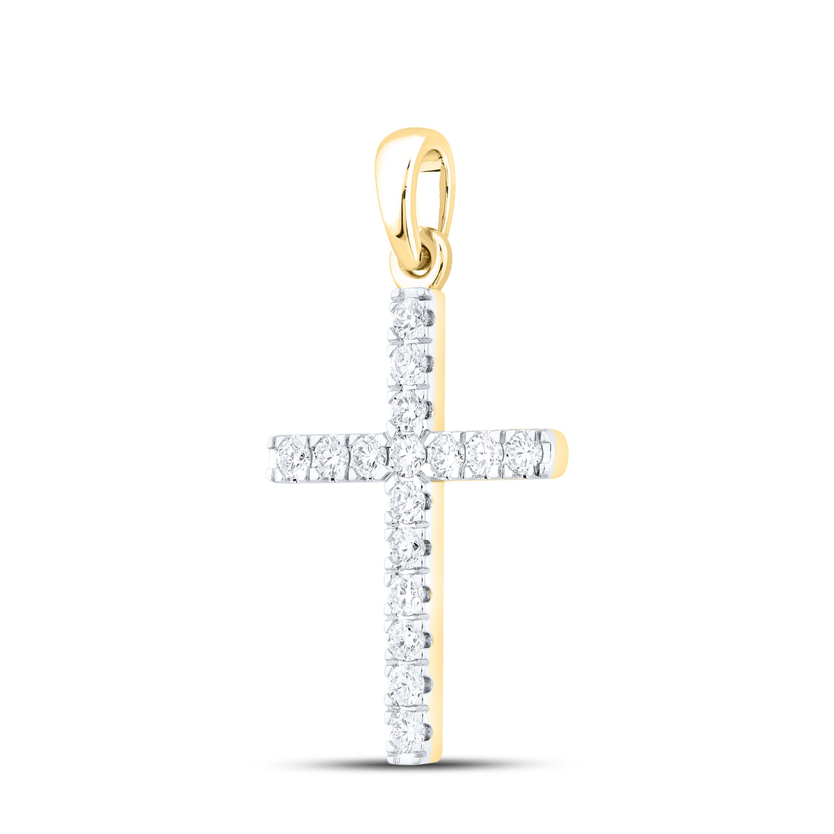 14KT YELLOW GOLD LAB DIAMOND 0.50 CTW CROSS NECKLACE
