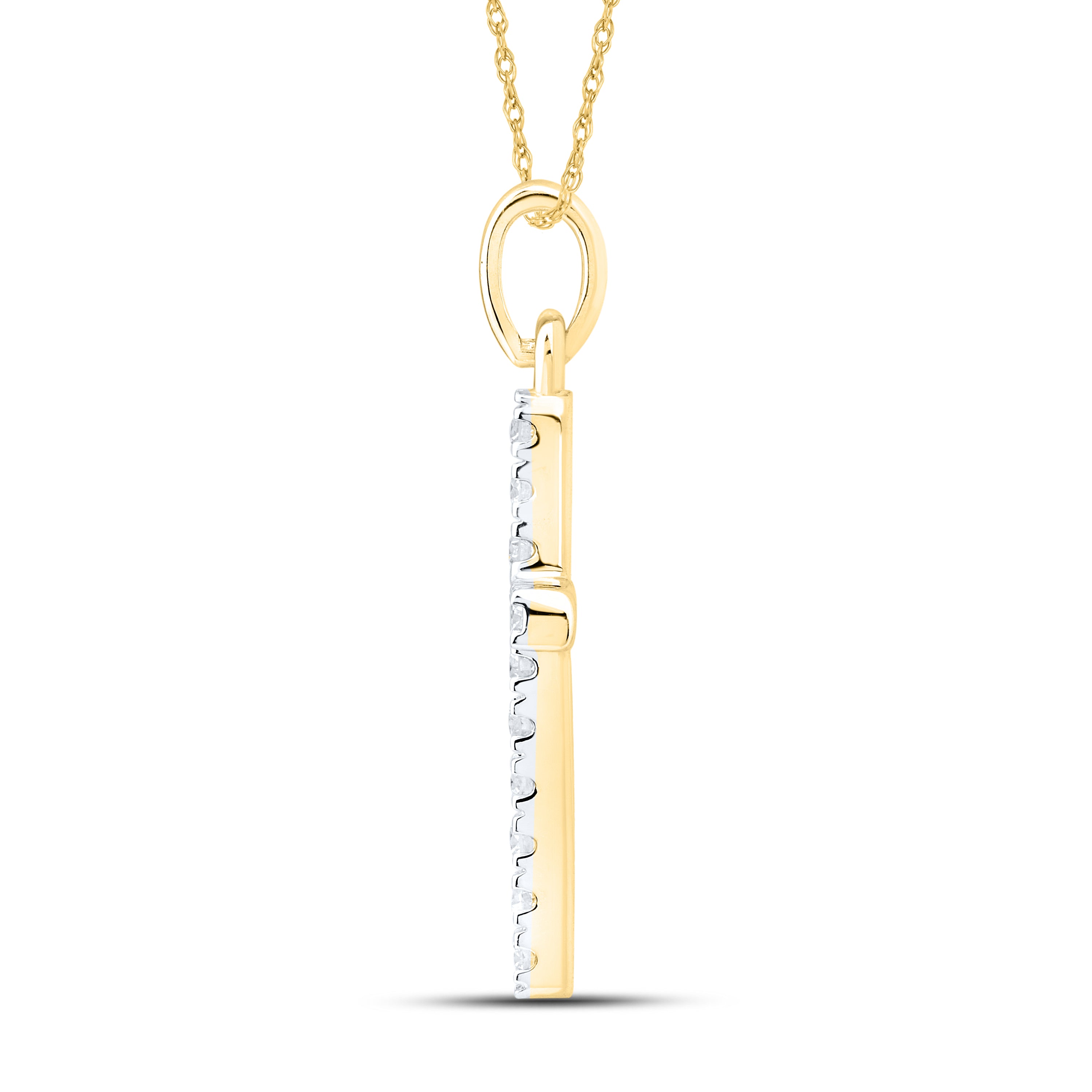 14KT YELLOW GOLD LAB DIAMOND 0.50 CTW CROSS NECKLACE