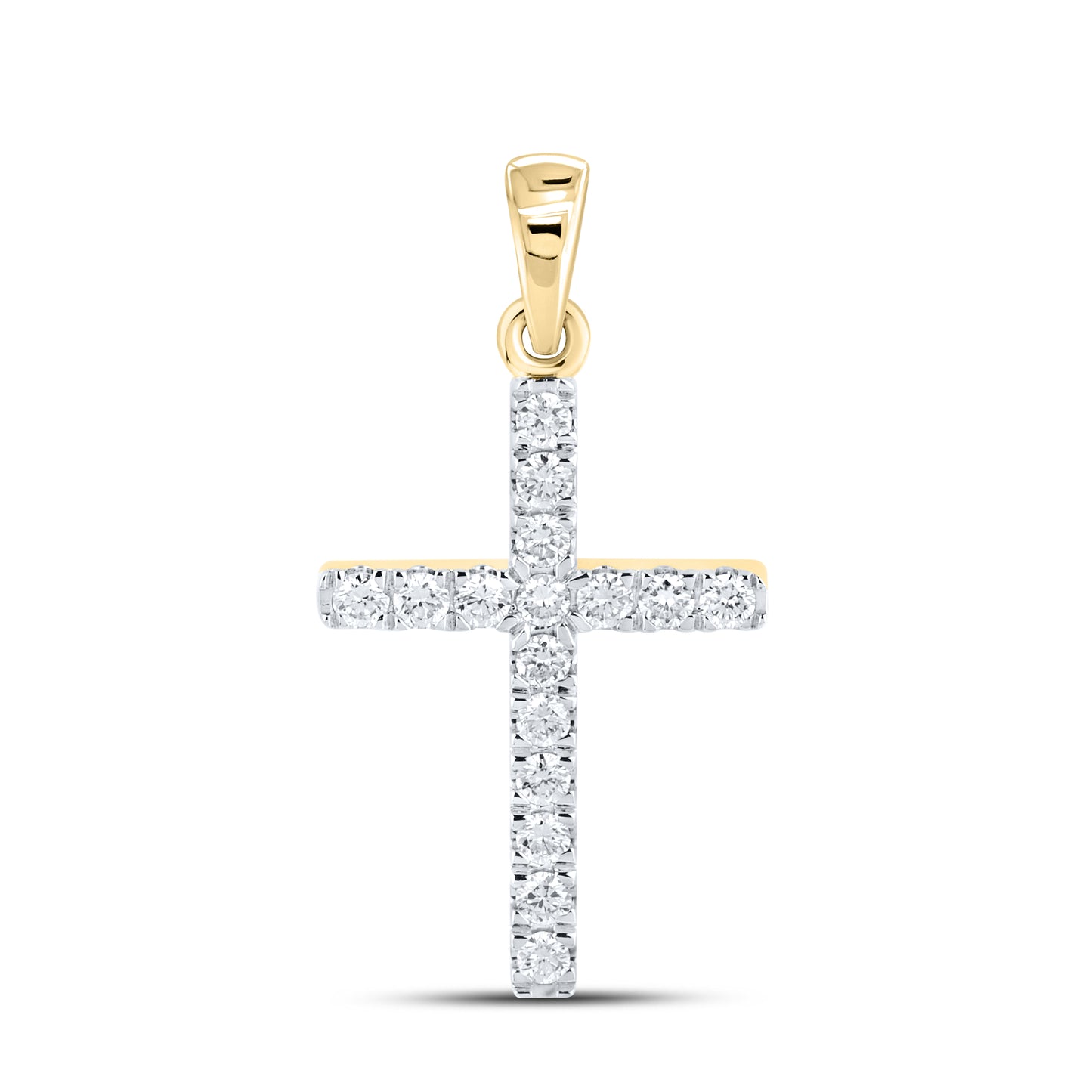 14KT YELLOW GOLD LAB DIAMOND 0.50 CTW CROSS NECKLACE