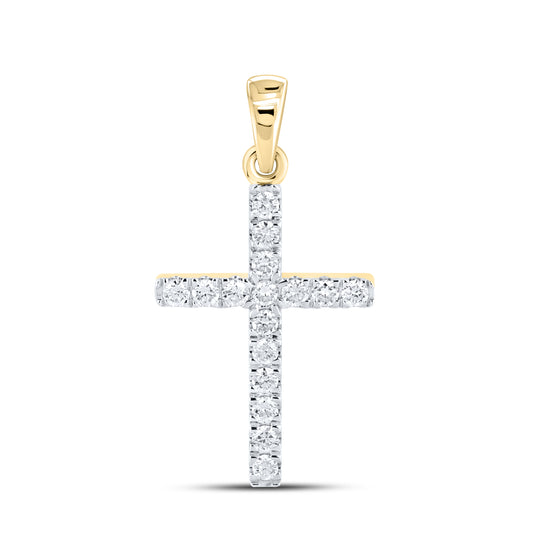 14KT YELLOW GOLD LAB DIAMOND 0.50 CTW CROSS NECKLACE