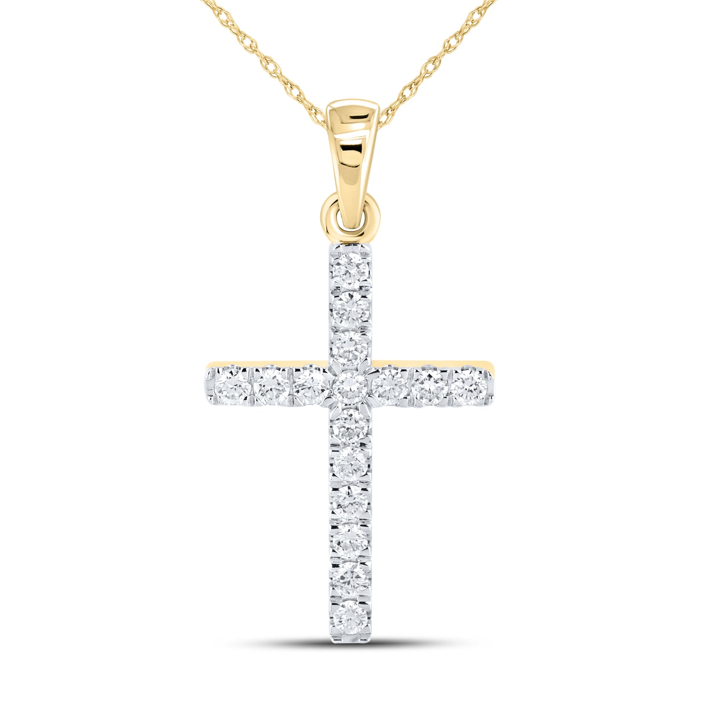14KT YELLOW GOLD LAB DIAMOND 0.50 CTW CROSS NECKLACE