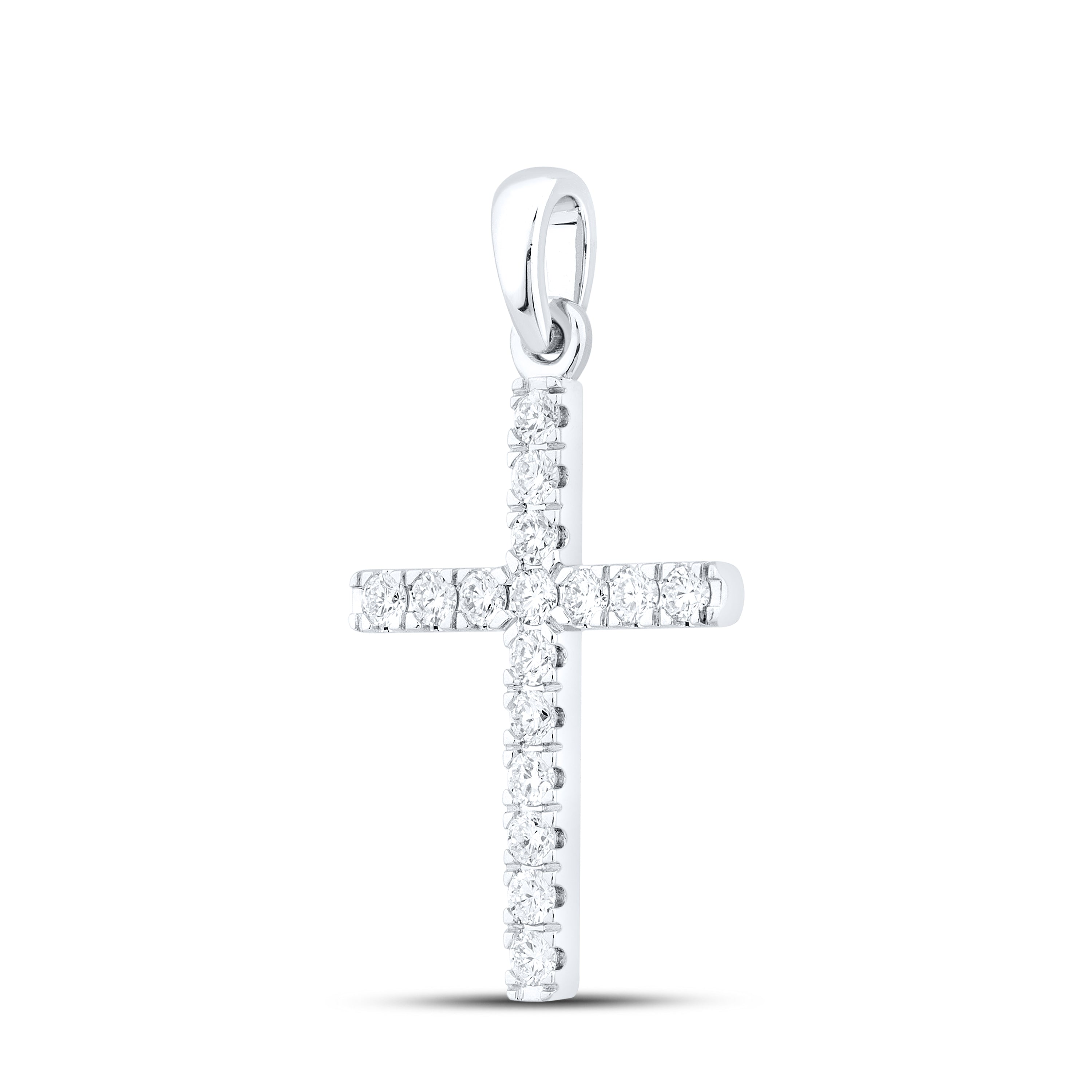 14kt White Gold 0.53 CTW Lab Diamond Cross Pendant