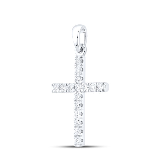 14kt White Gold 0.53 CTW Lab Diamond Cross Pendant