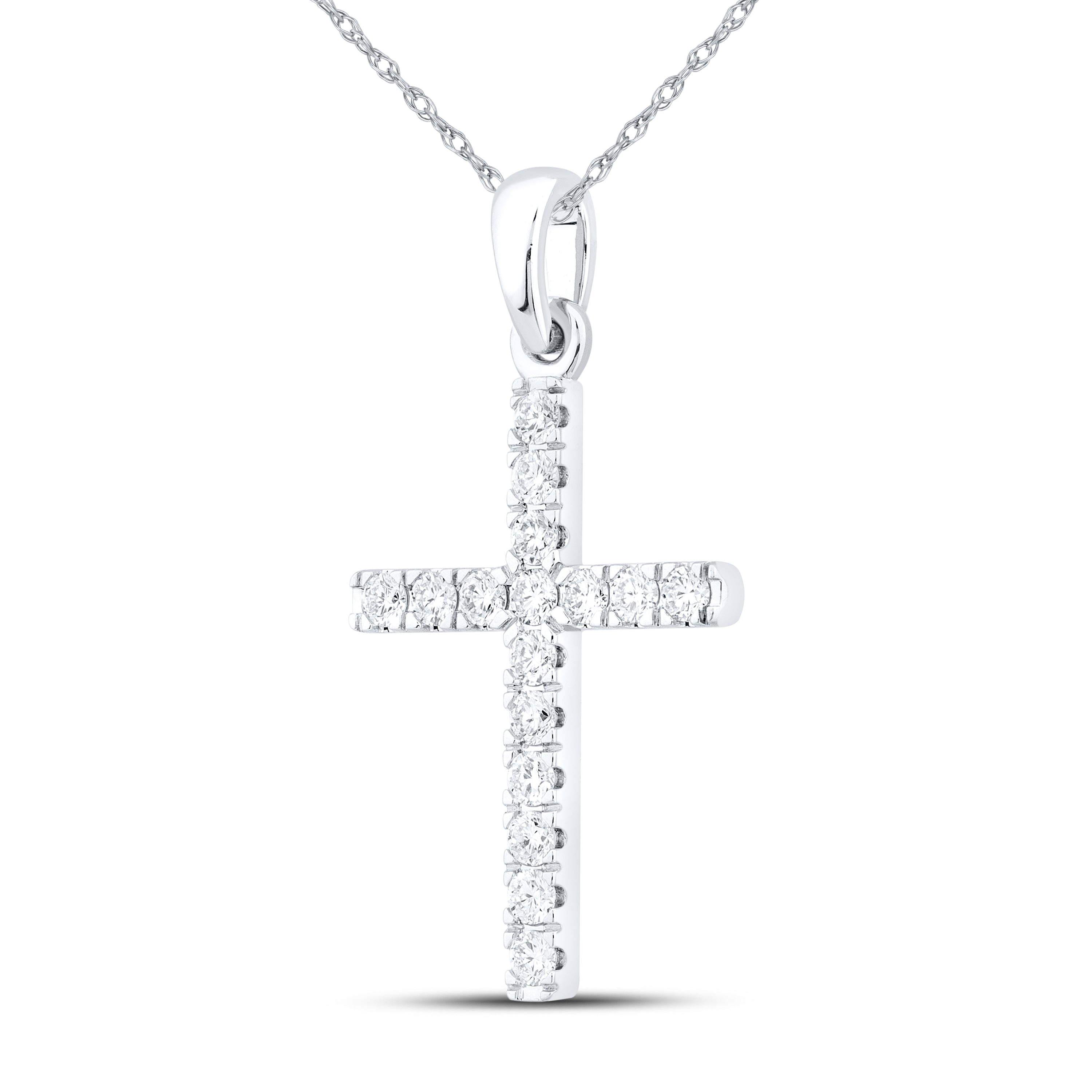 14kt White Gold 0.53 CTW Lab Diamond Cross Pendant