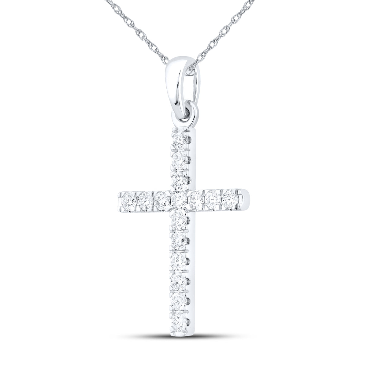 14kt White Gold 0.53 CTW Lab Diamond Cross Pendant