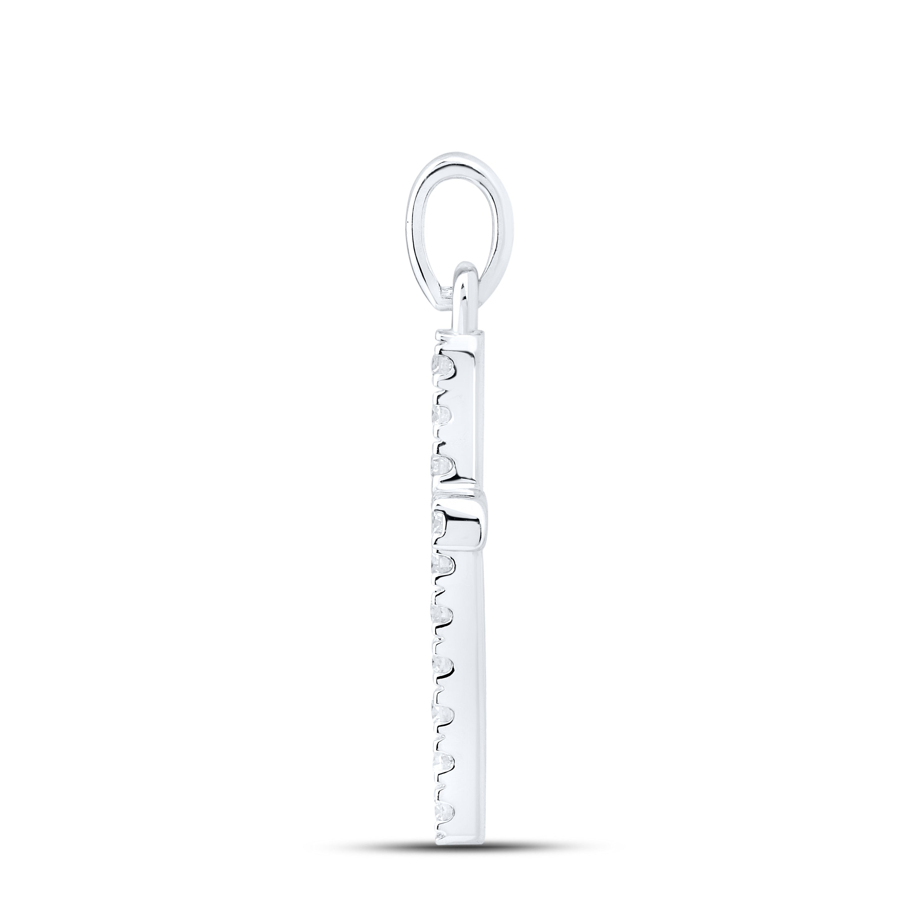 14kt White Gold 0.53 CTW Lab Diamond Cross Pendant