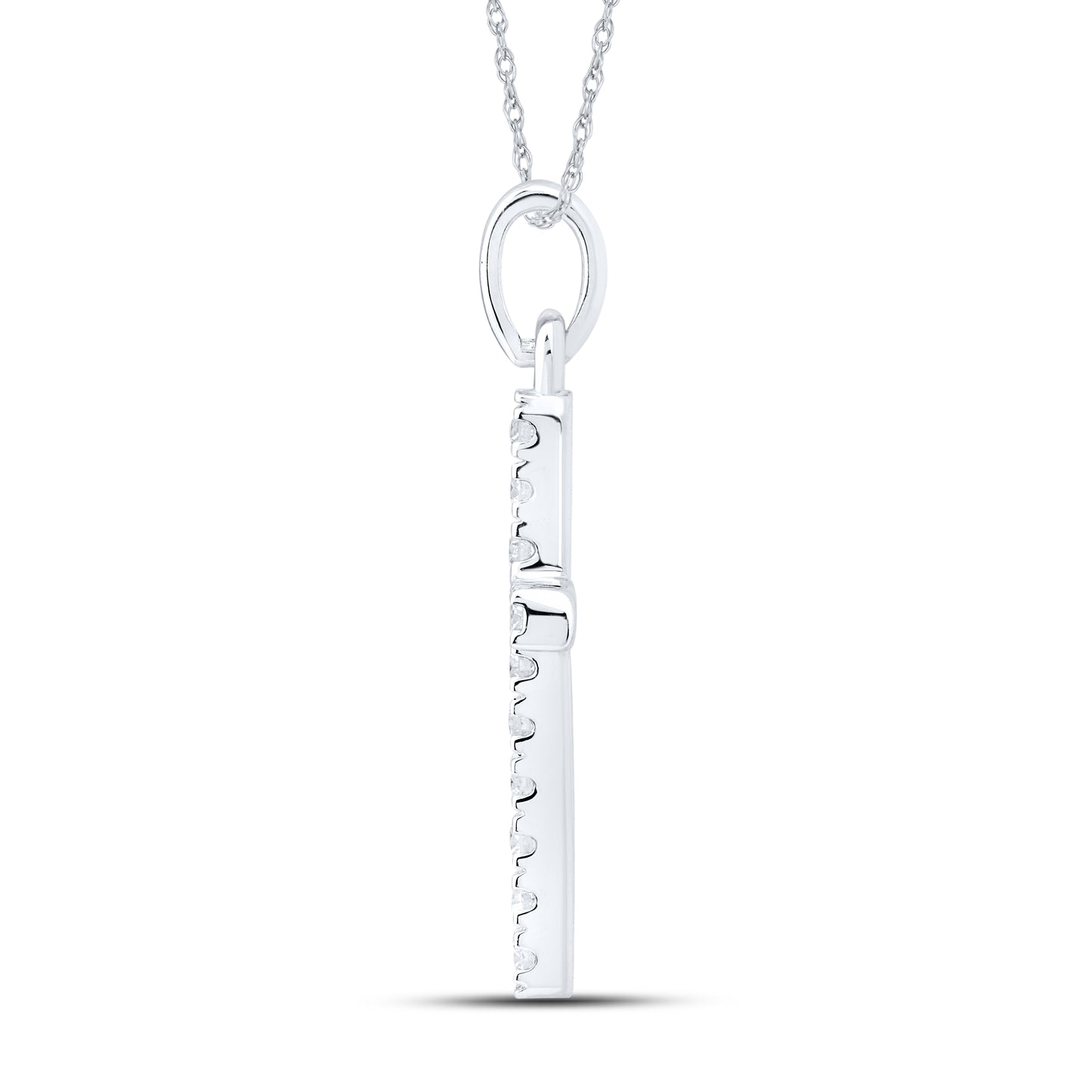 14kt White Gold 0.53 CTW Lab Diamond Cross Pendant