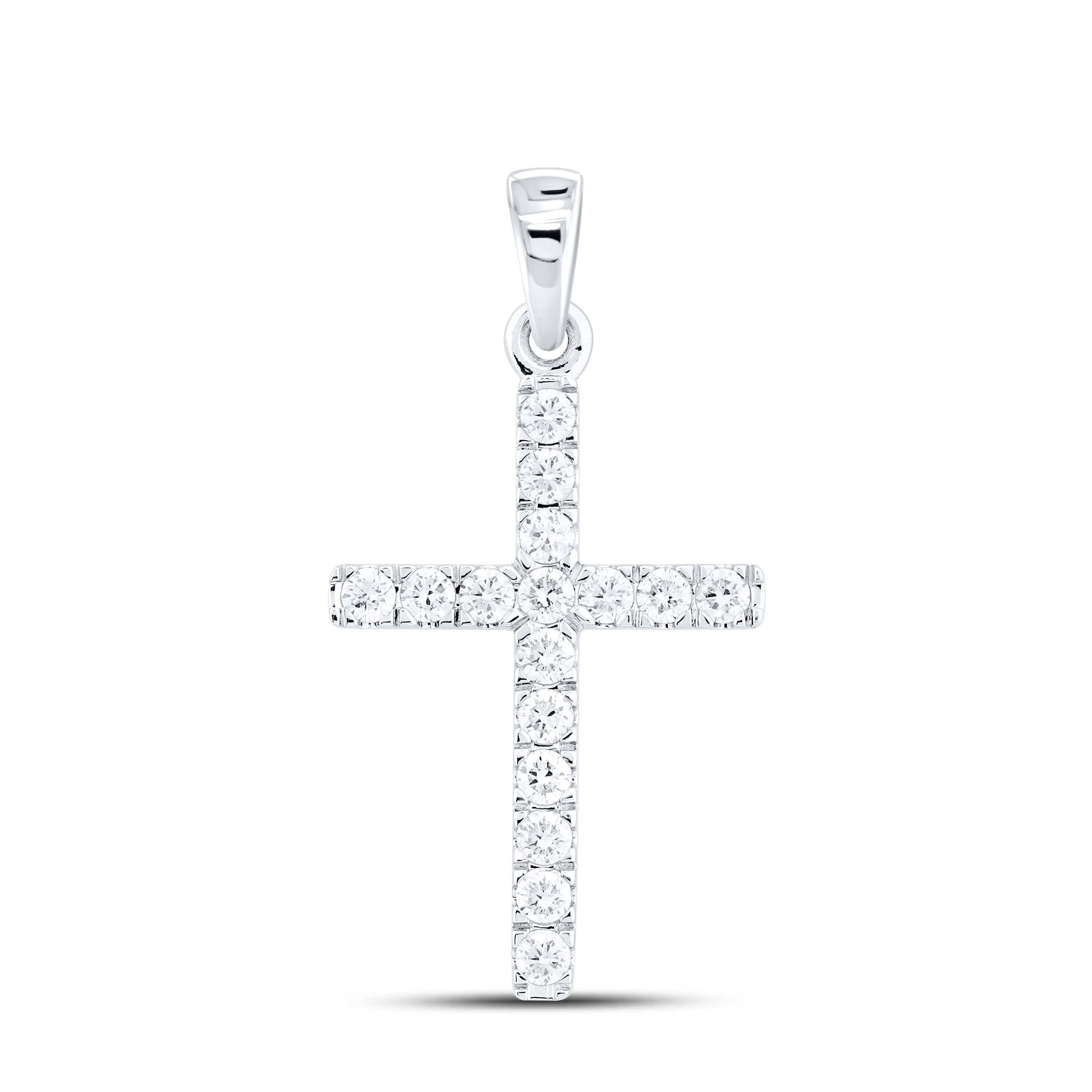 14kt White Gold 0.53 CTW Lab Diamond Cross Pendant