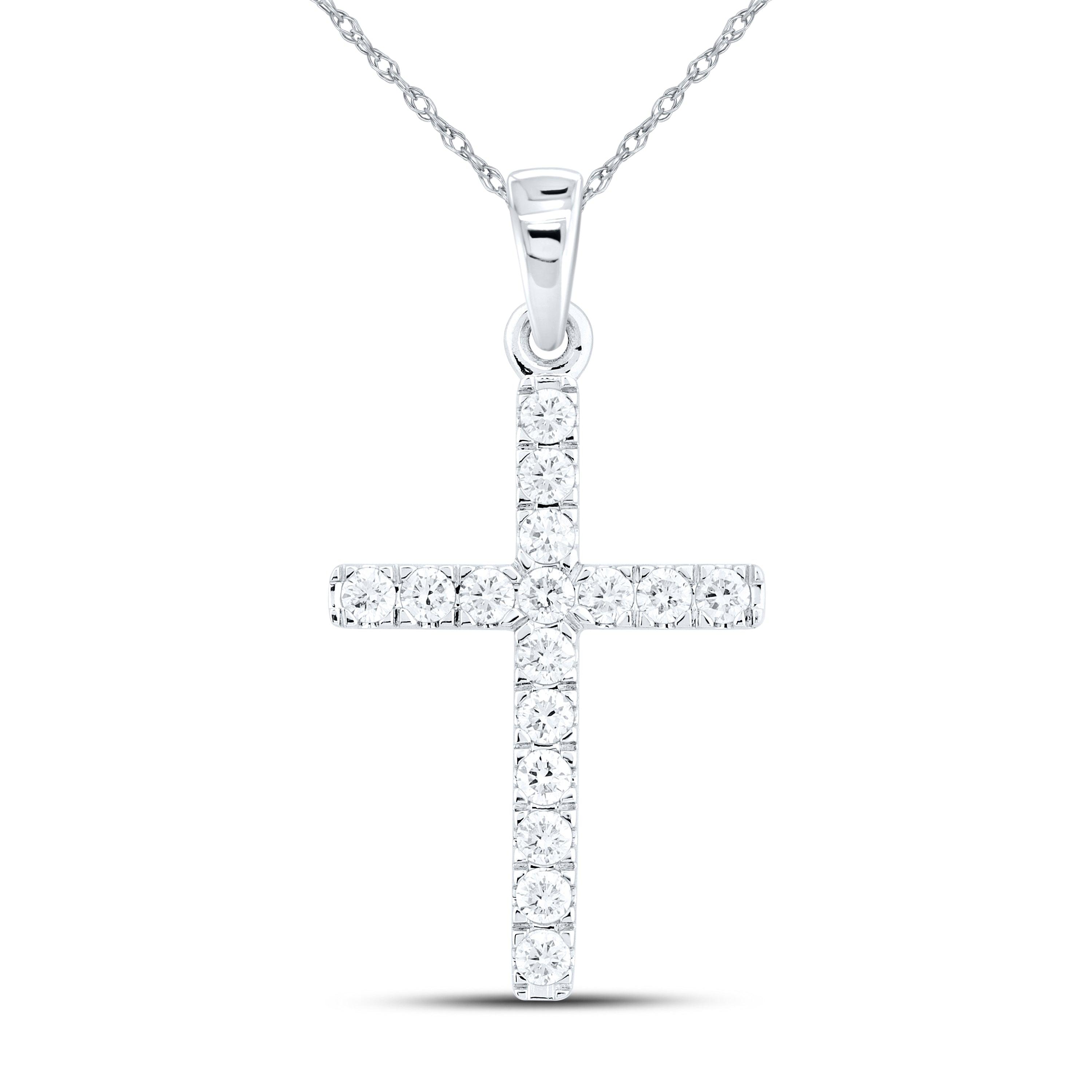 14kt White Gold 0.53 CTW Lab Diamond Cross Pendant