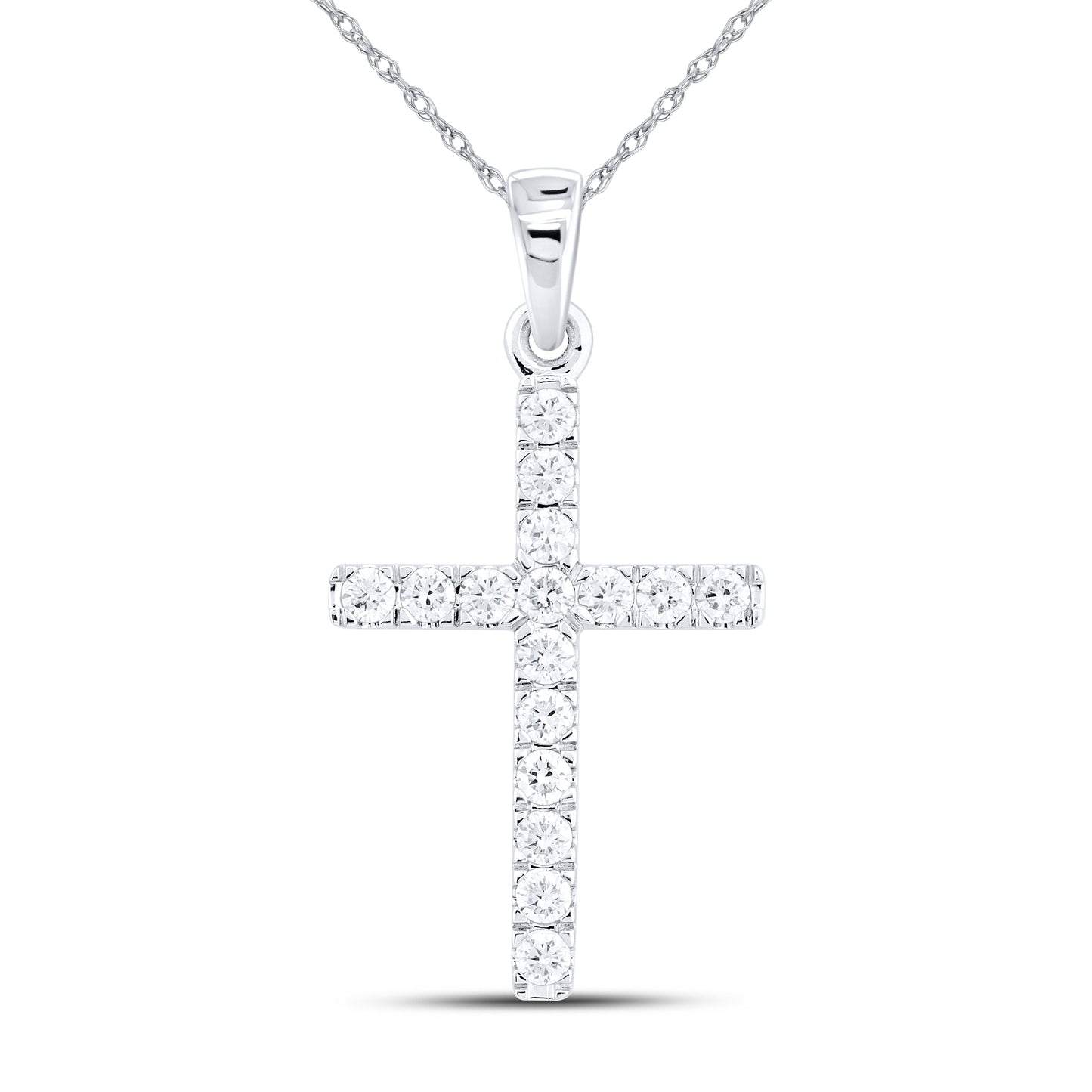 14kt White Gold 0.53 CTW Lab Diamond Cross Pendant