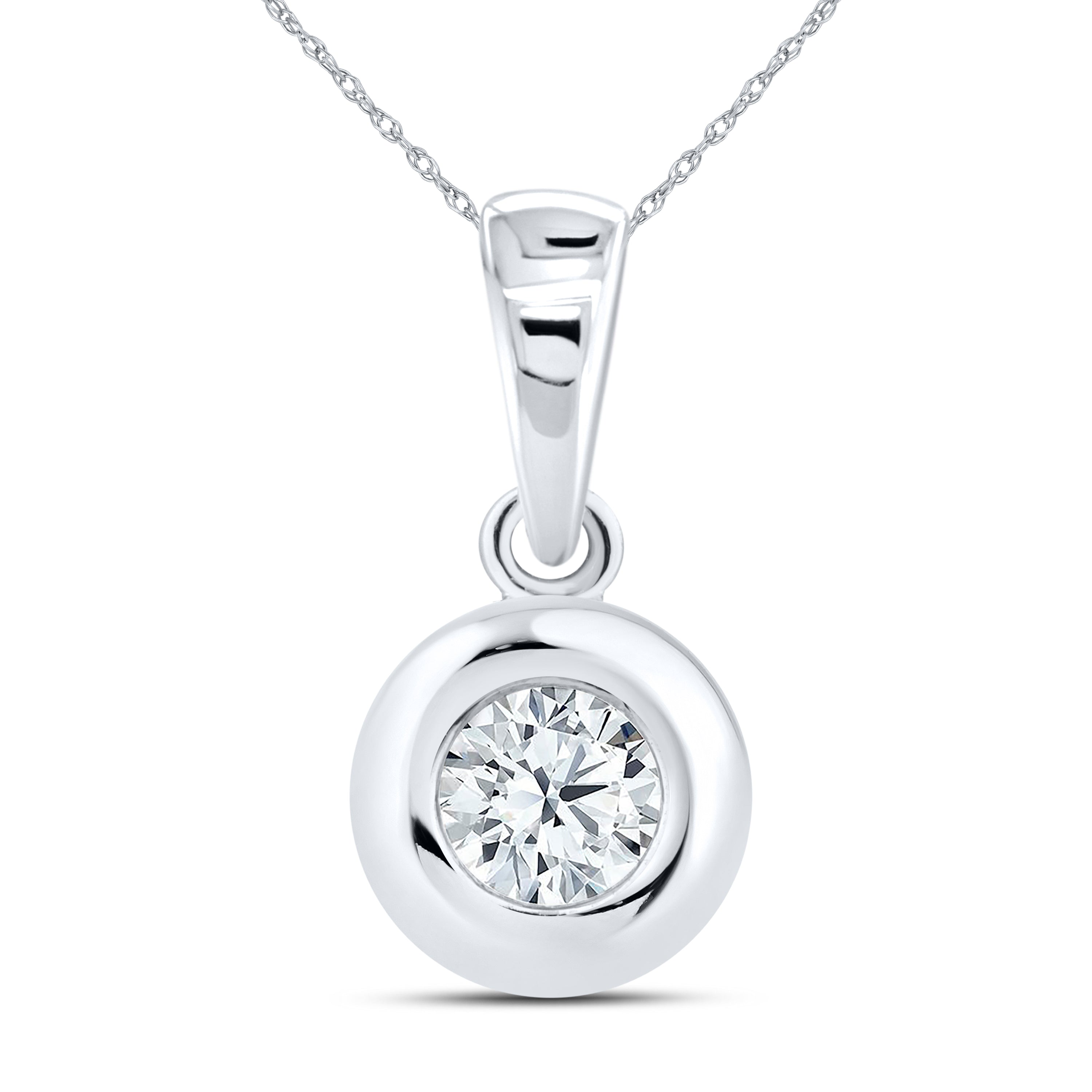 14kt White Gold 0.20 CTW Lab Diamond Solitaire Pendant