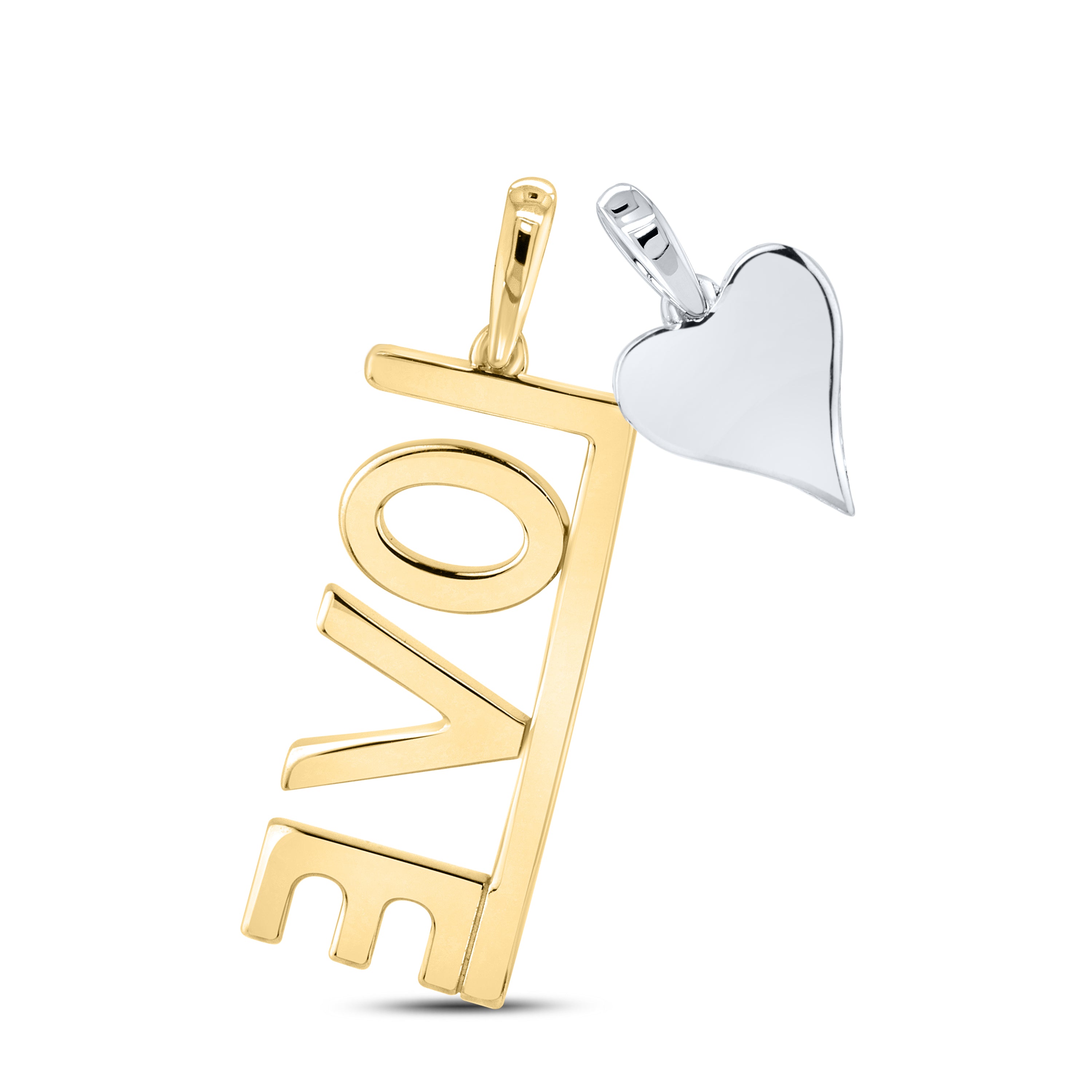 14KT TWO TONE 0.13 CTW LAB DIAMOND LOVE PENDANT