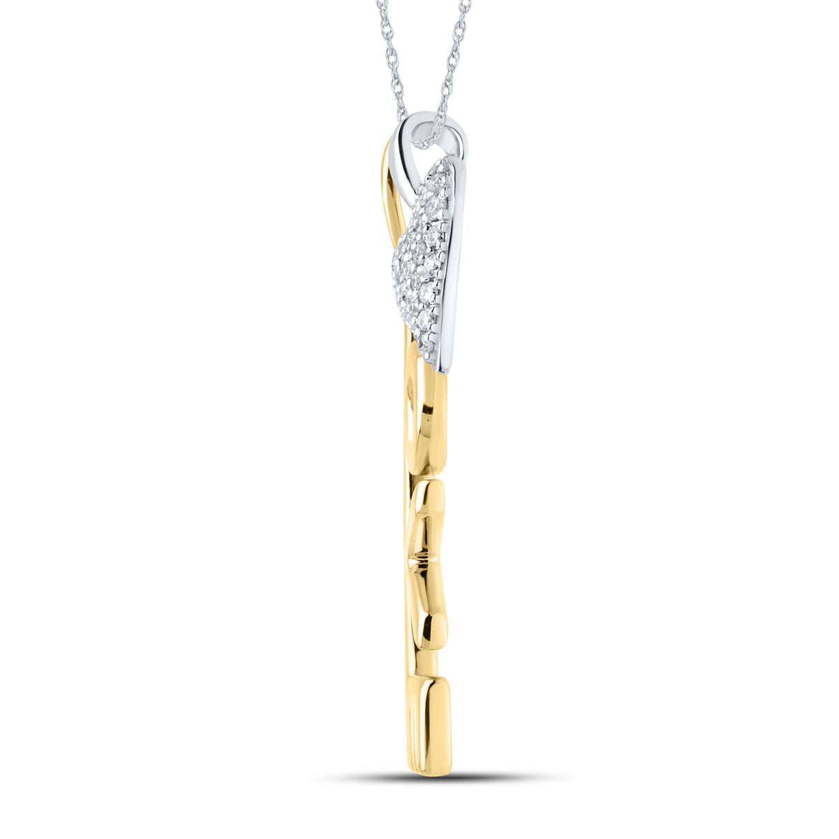 14KT TWO TONE 0.13 CTW LAB DIAMOND LOVE PENDANT