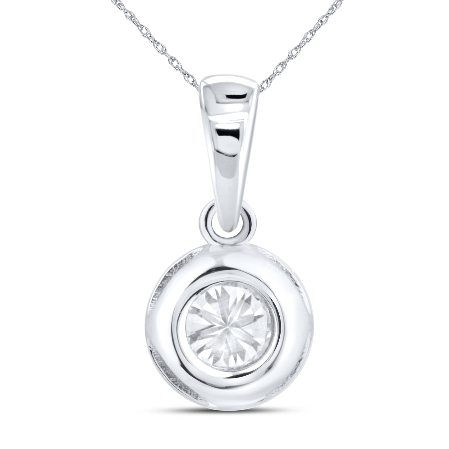 14kt White Gold 0.10 CTW Lab Diamond Solitaire Pendant