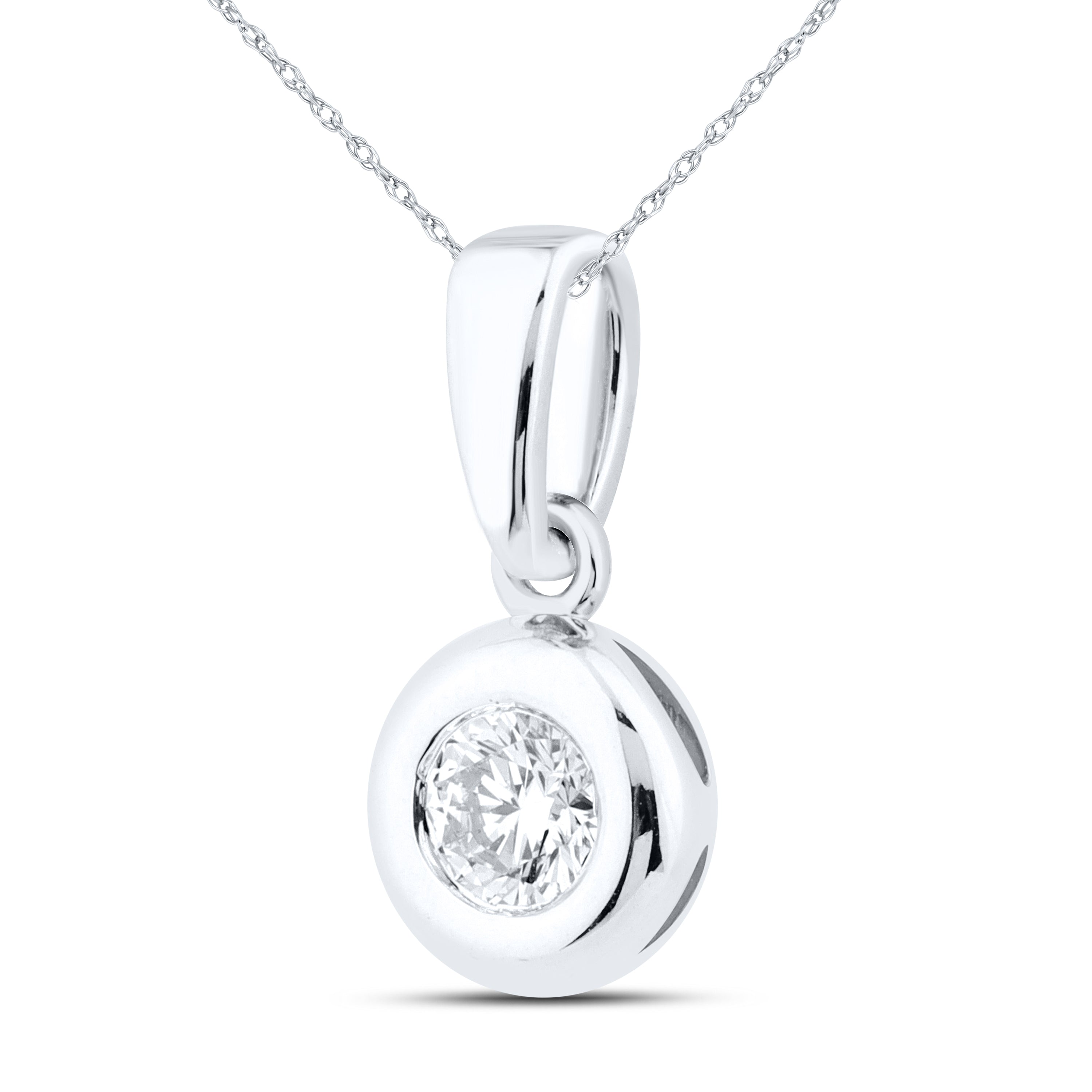 14kt White Gold 0.10 CTW Lab Diamond Solitaire Pendant