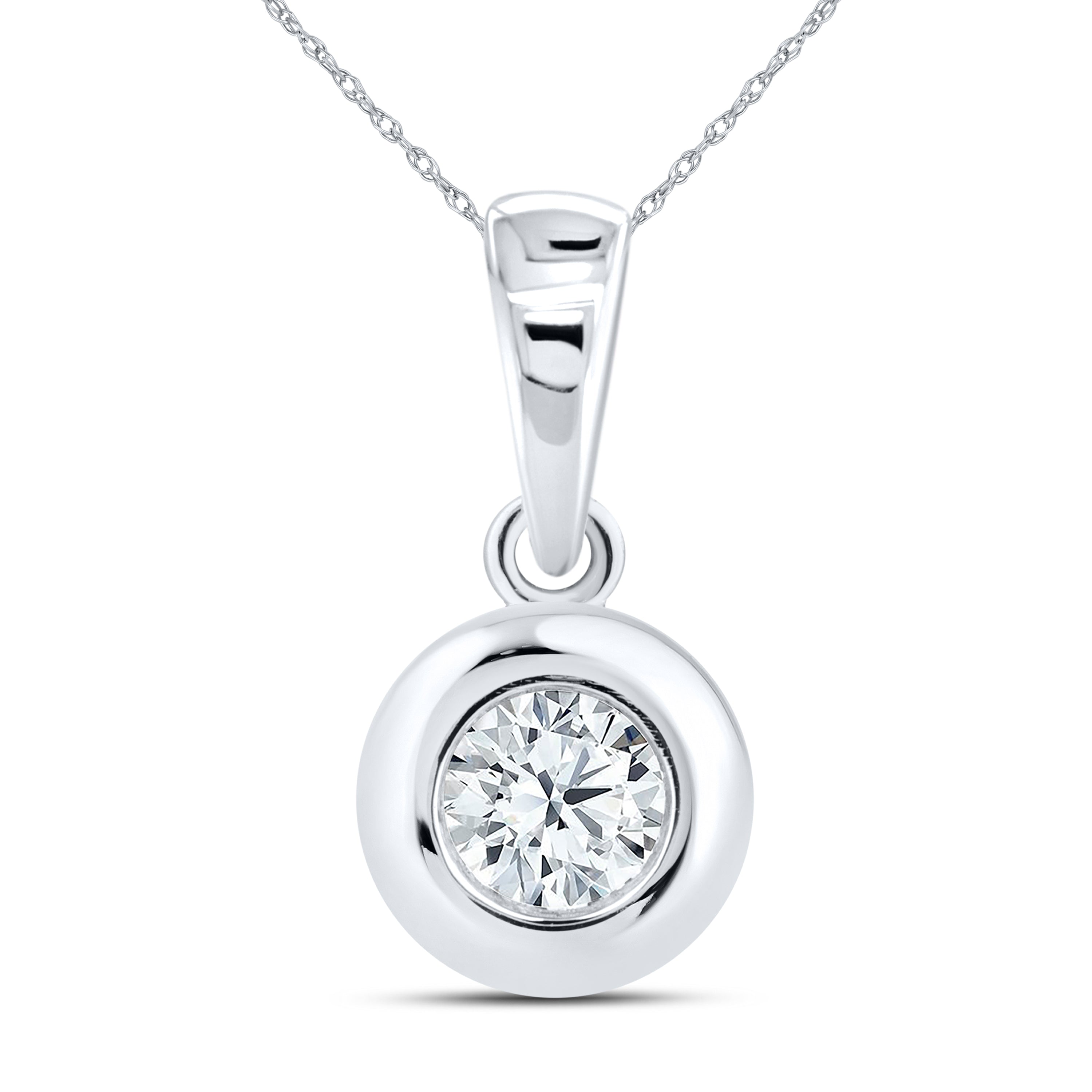 14kt White Gold 0.10 CTW Lab Diamond Solitaire Pendant