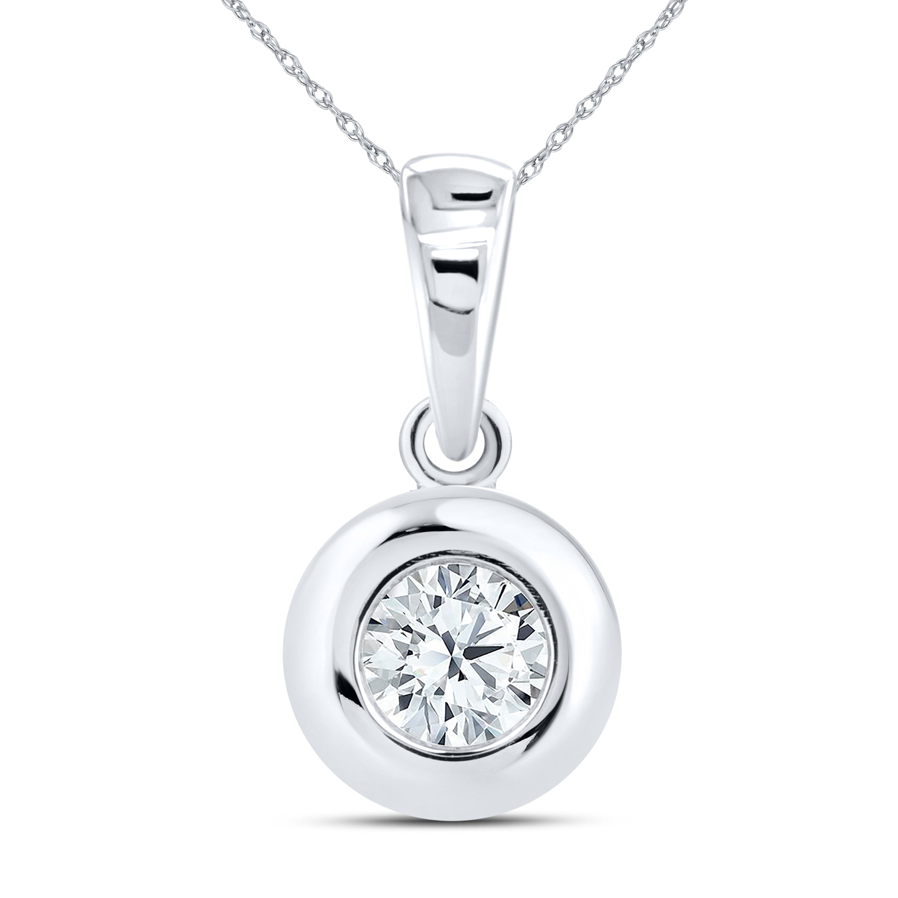 14kt White Gold 0.30 CTW Lab Diamond Solitaire Pendant