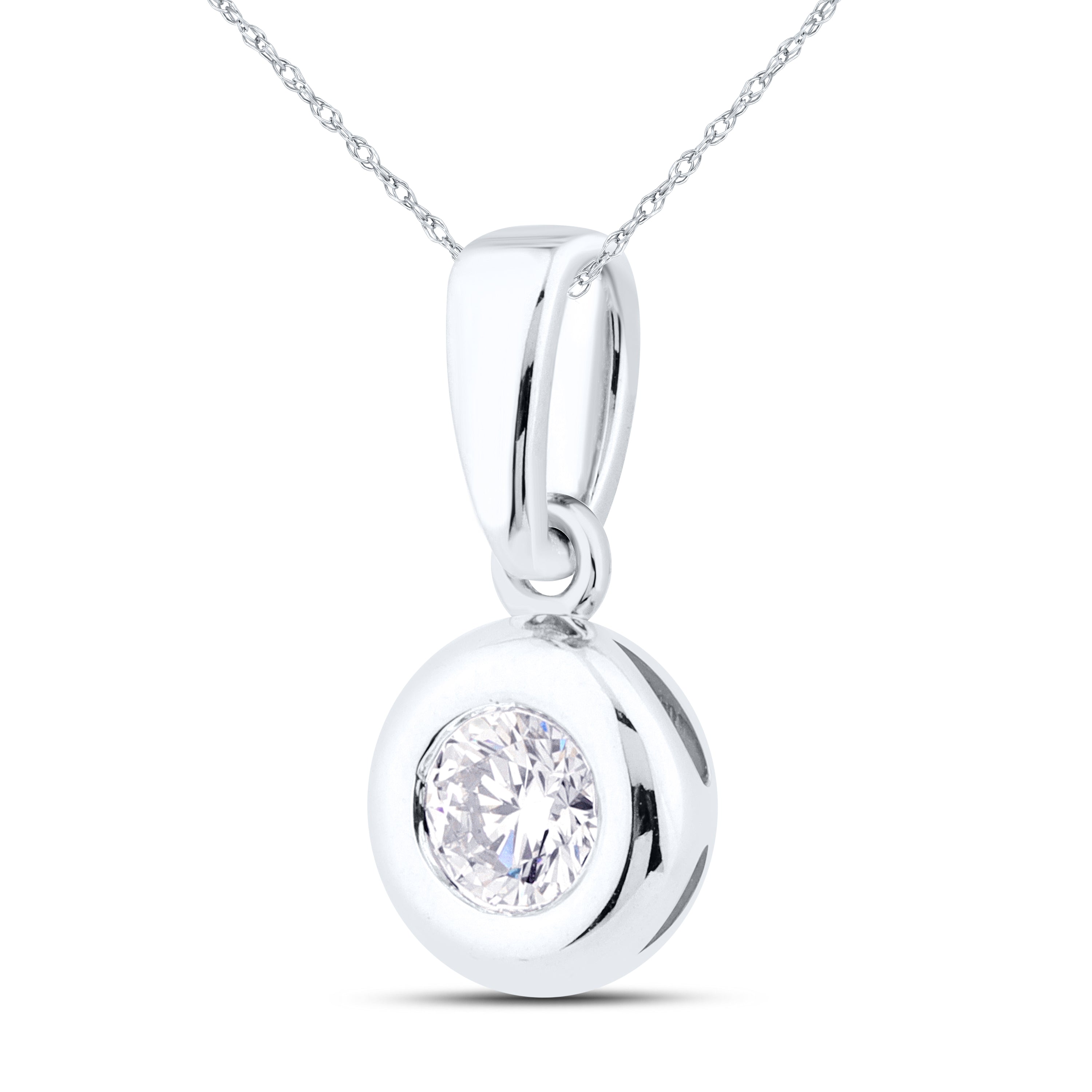 14kt White Gold 0.30 CTW Lab Diamond Solitaire Pendant