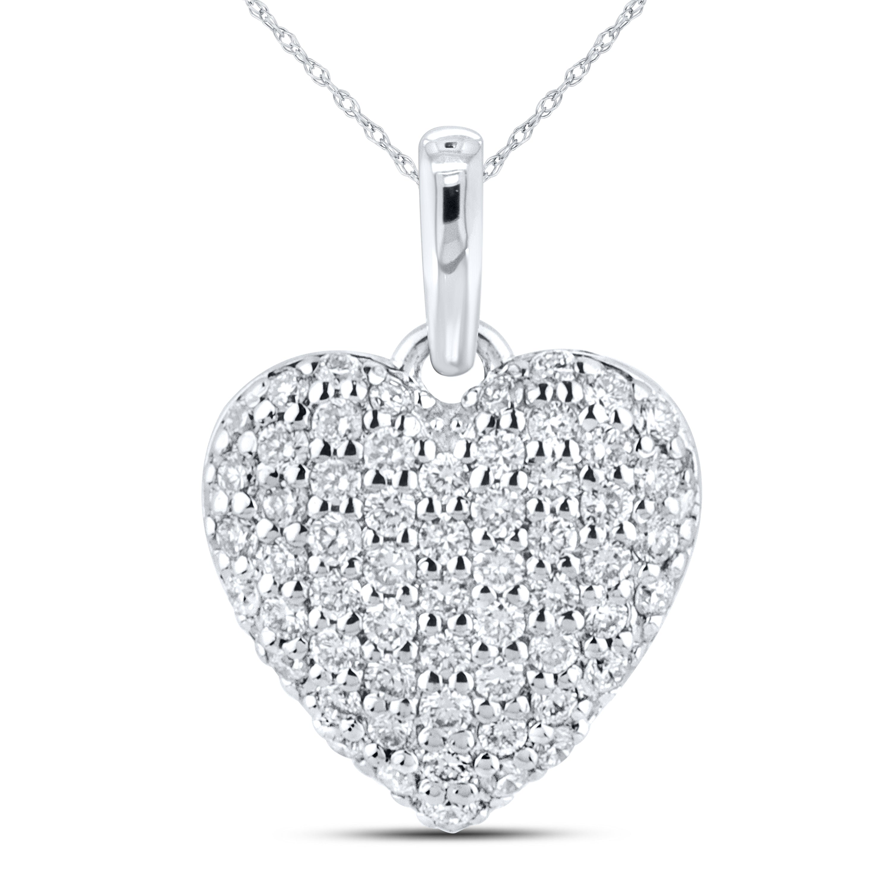 14KT WHITE GOLD LAB DIAMOND 0.33 CTW HEART NECKLACE
