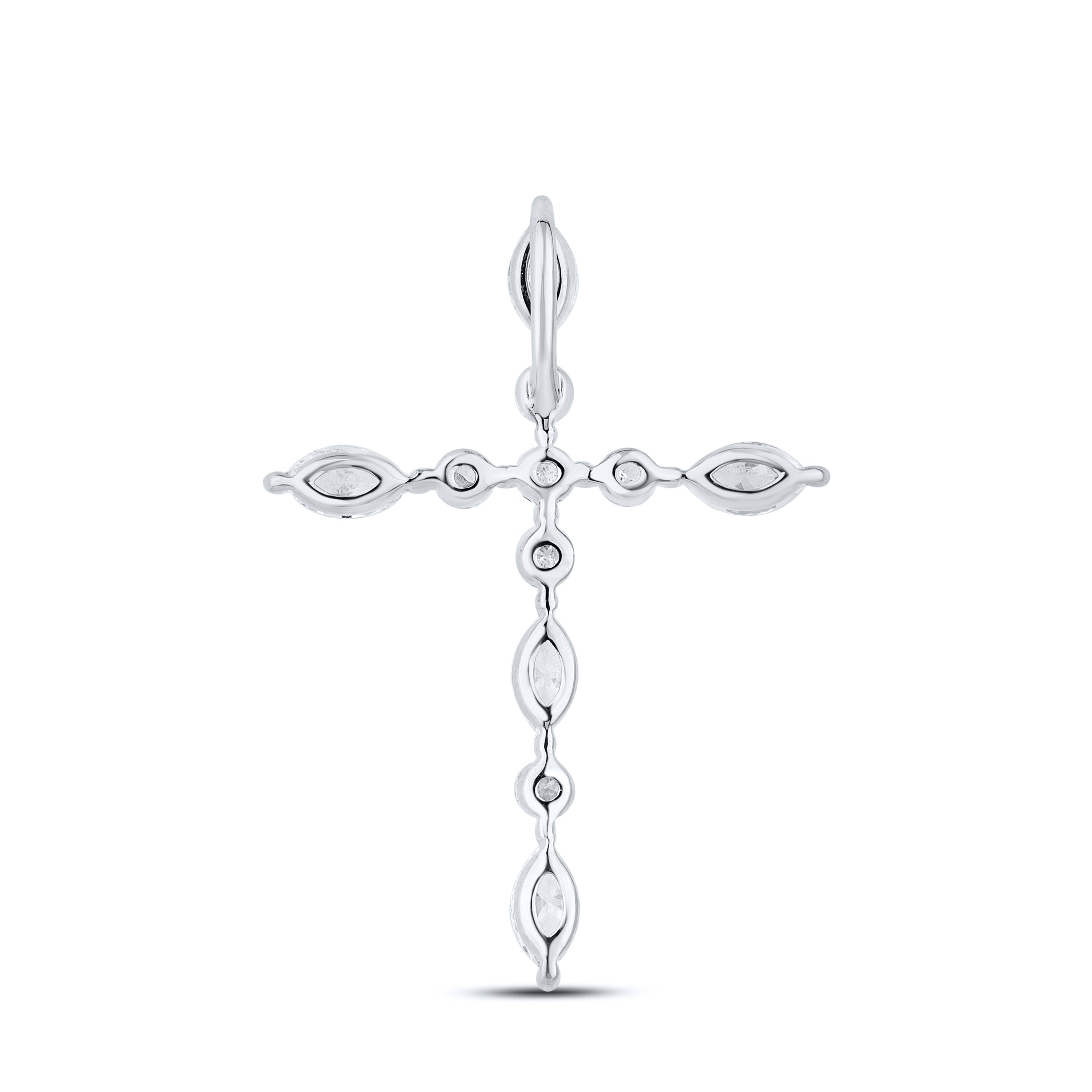 14k White Gold 0.75 CTW Lab Diamond Cross Pendant