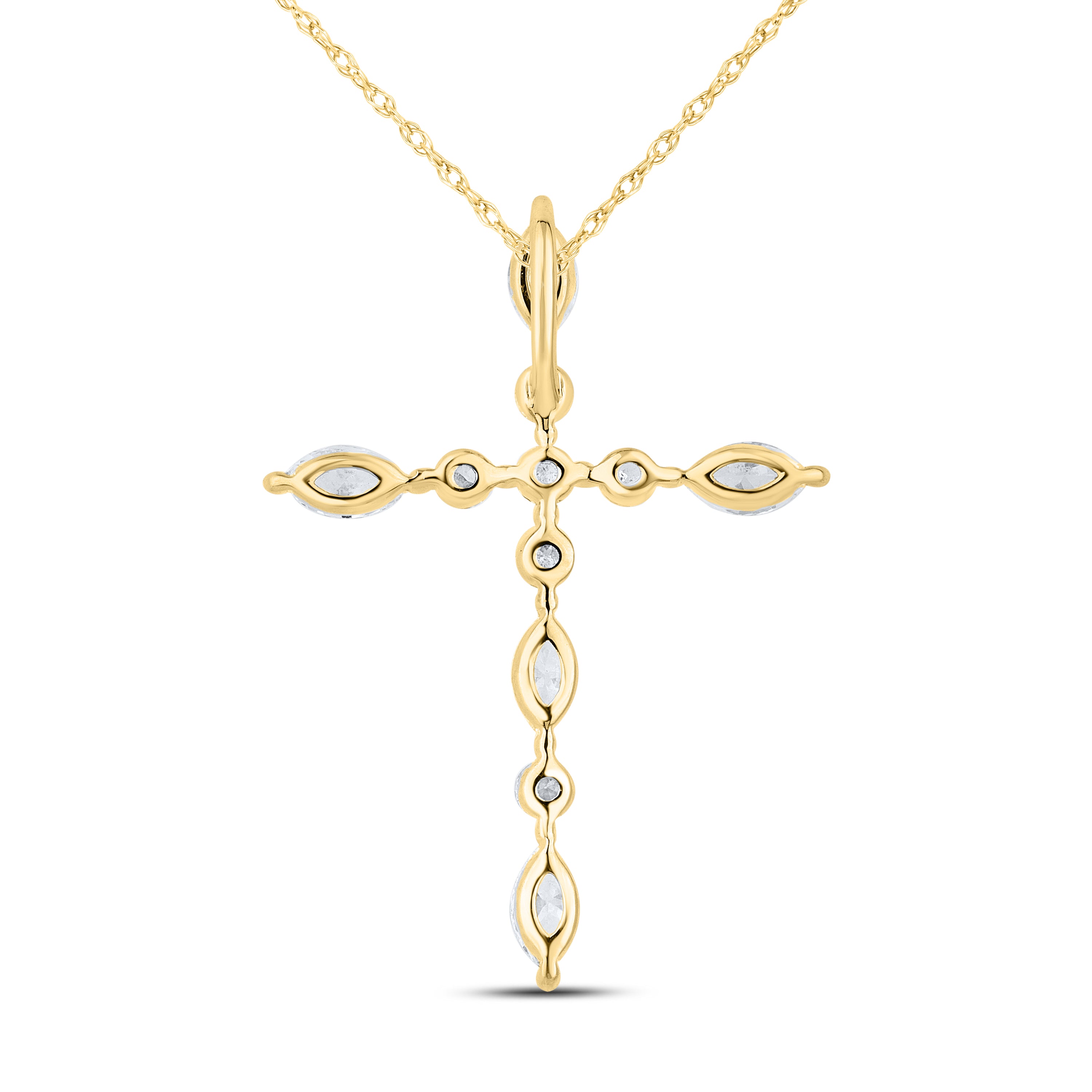 14k Yellow Gold 0.75 CTW Lab Diamond Cross Pendant