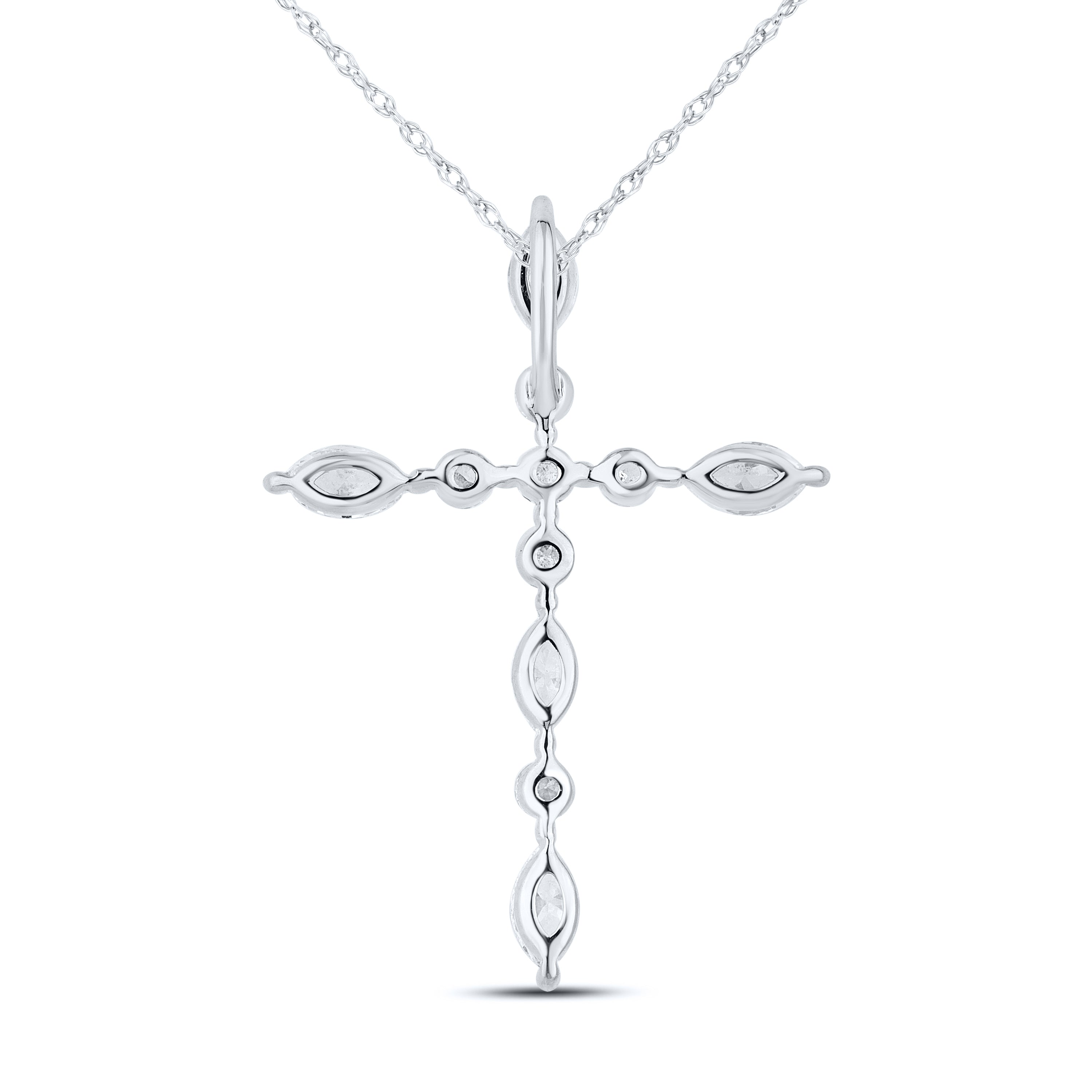 14k White Gold 0.75 CTW Lab Diamond Cross Pendant