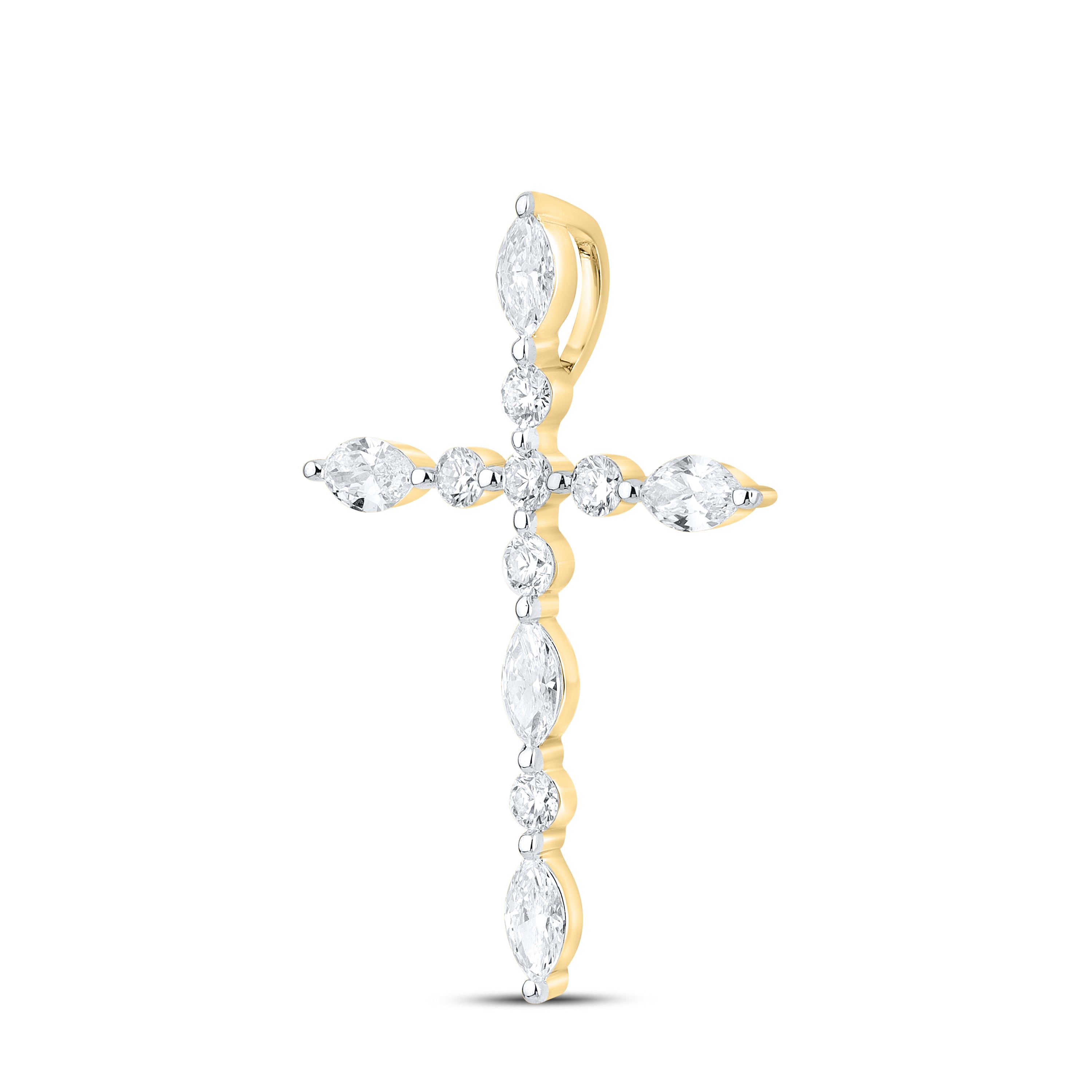 14k Yellow Gold 0.75 CTW Lab Diamond Cross Pendant