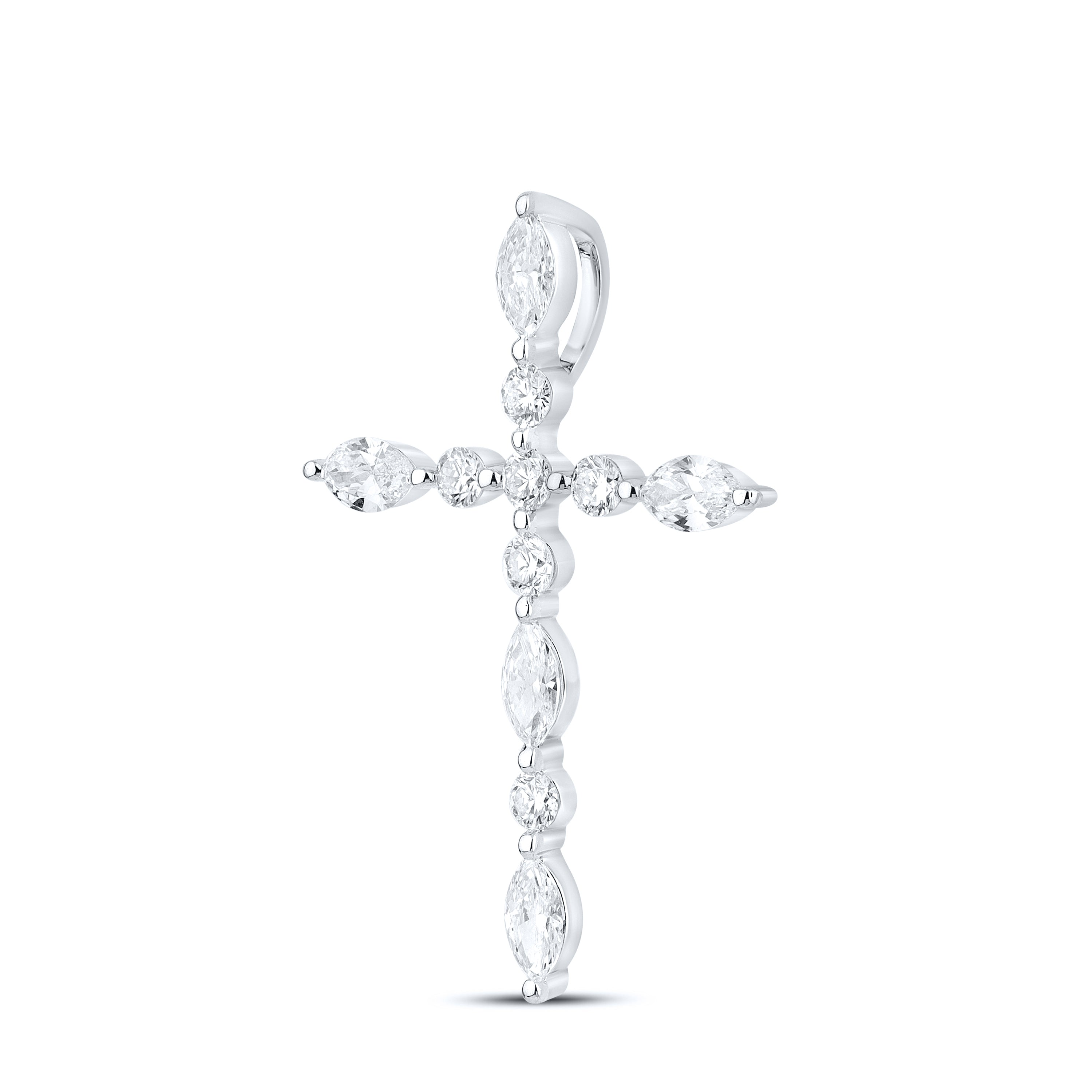 14k White Gold 0.75 CTW Lab Diamond Cross Pendant