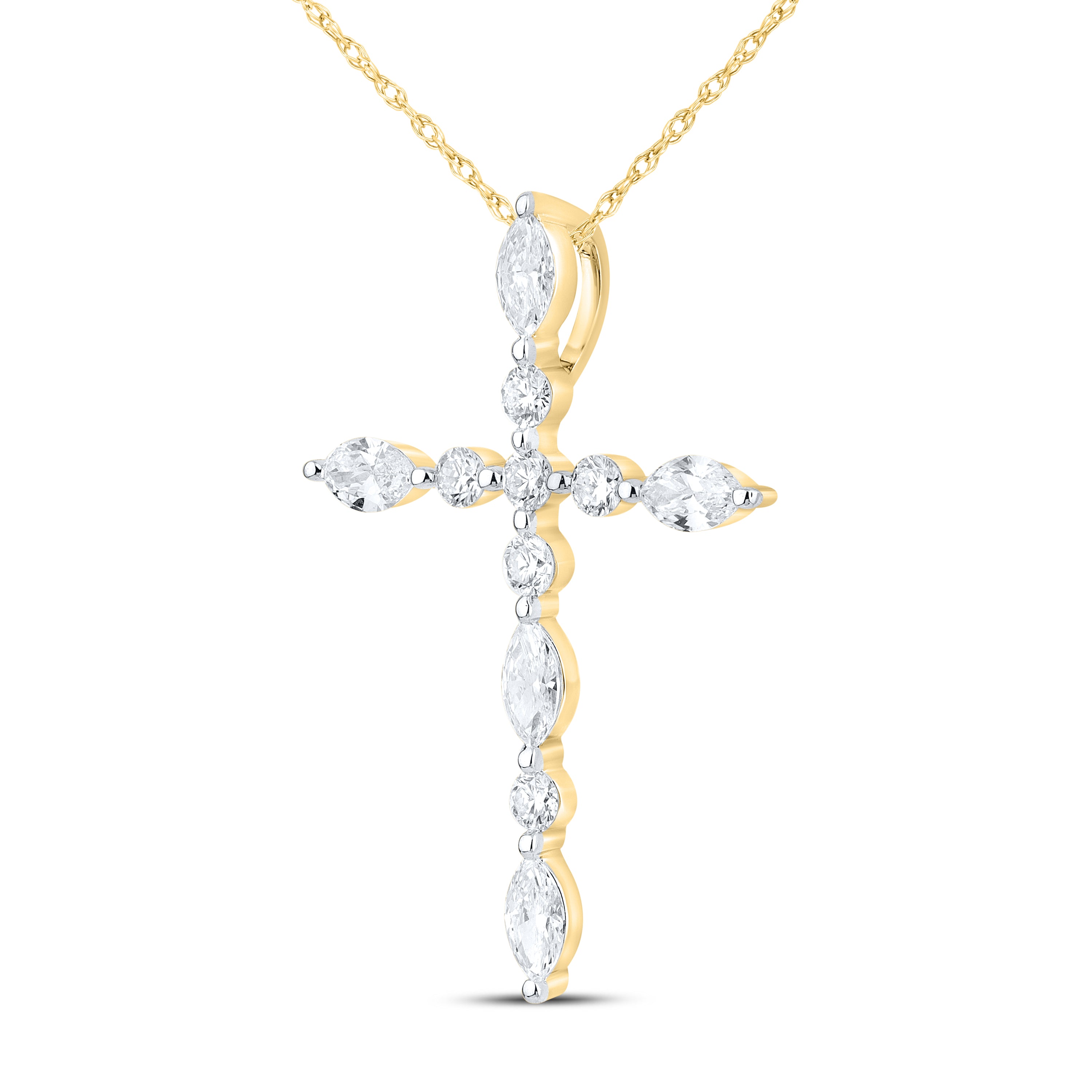 14k Yellow Gold 0.75 CTW Lab Diamond Cross Pendant