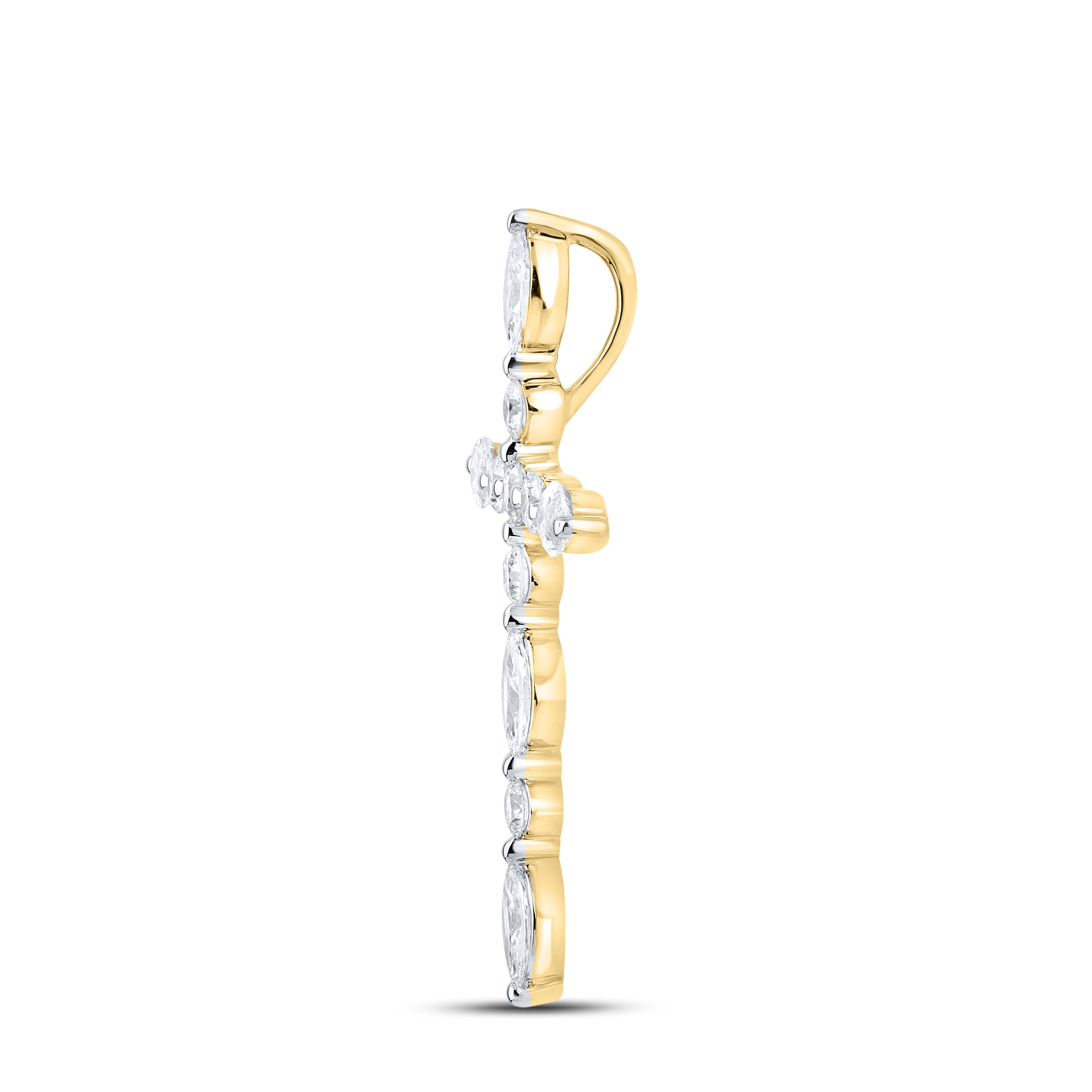 14k Yellow Gold 0.75 CTW Lab Diamond Cross Pendant