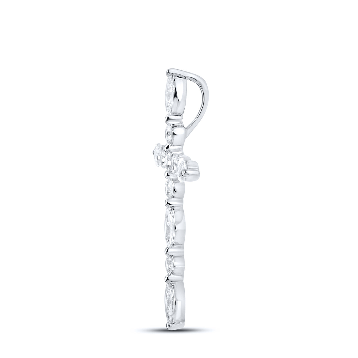 14k White Gold 0.75 CTW Lab Diamond Cross Pendant
