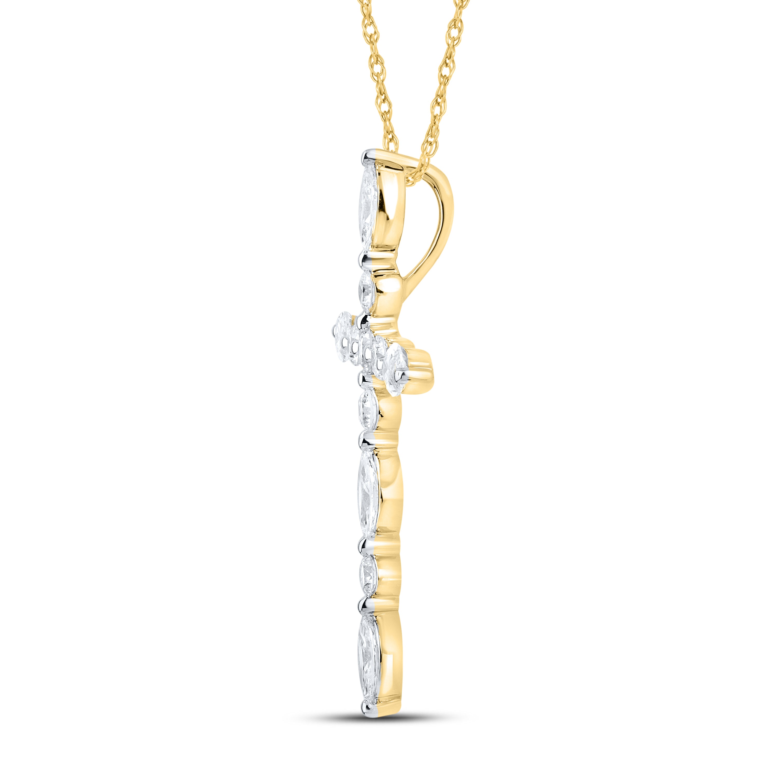 14k Yellow Gold 0.75 CTW Lab Diamond Cross Pendant