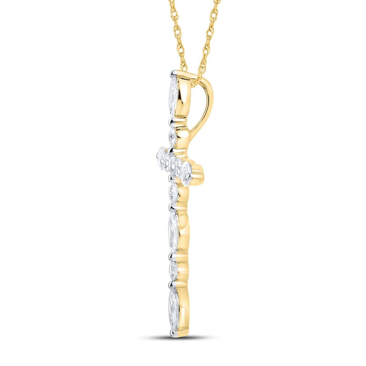 14k Yellow Gold 0.75 CTW Lab Diamond Cross Pendant