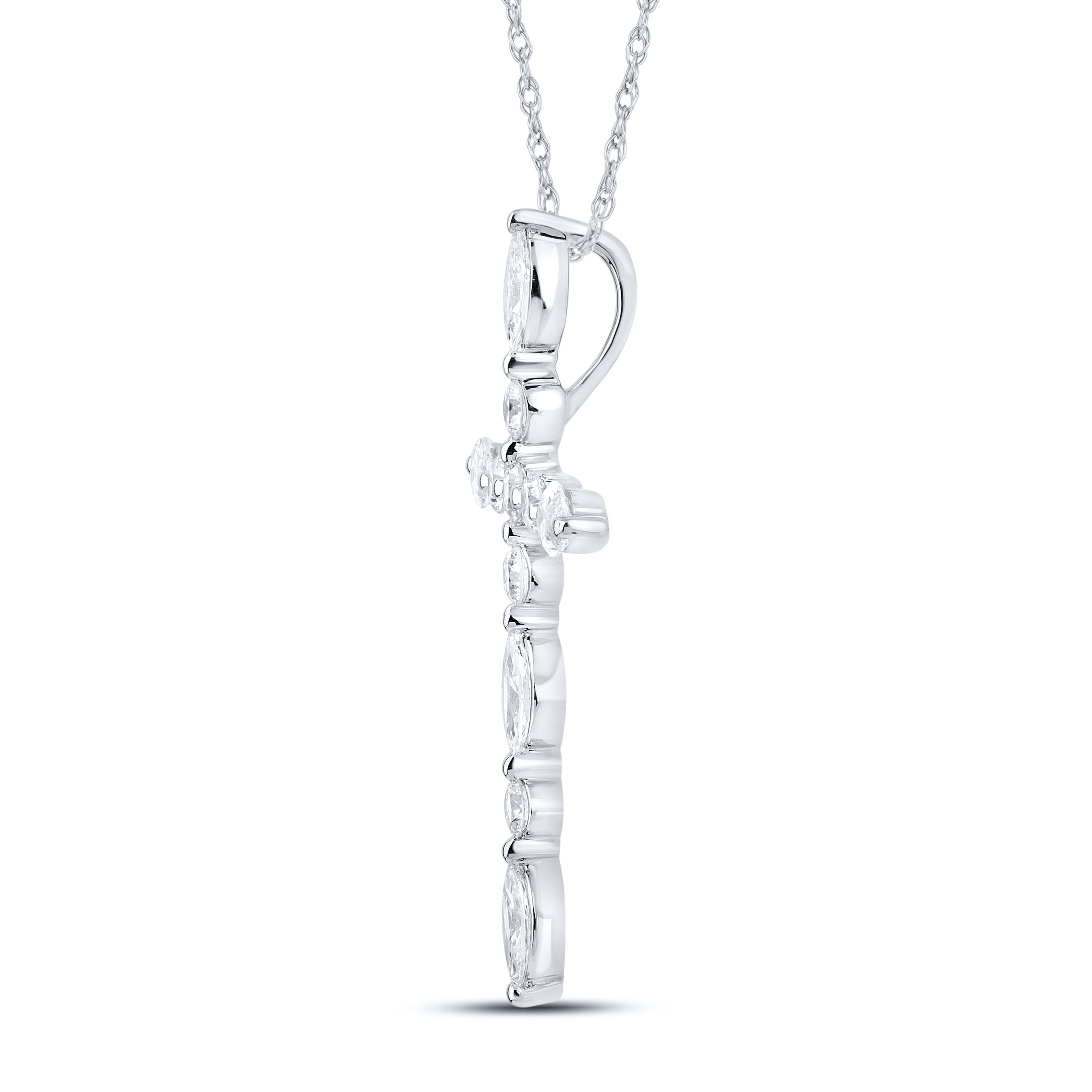 14k White Gold 0.75 CTW Lab Diamond Cross Pendant