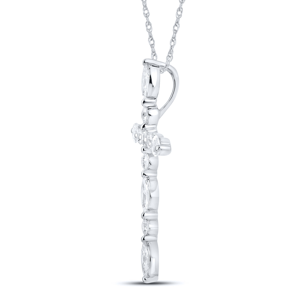 14k White Gold 0.75 CTW Lab Diamond Cross Pendant