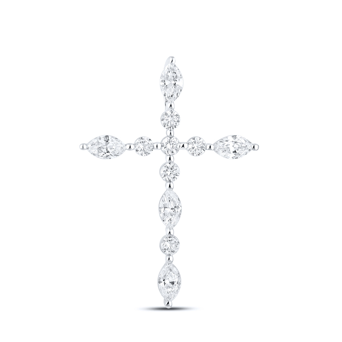 14k White Gold 0.75 CTW Lab Diamond Cross Pendant