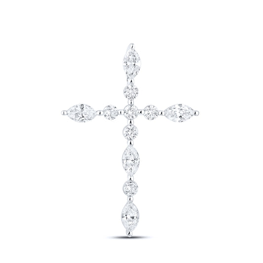 14k White Gold 0.75 CTW Lab Diamond Cross Pendant