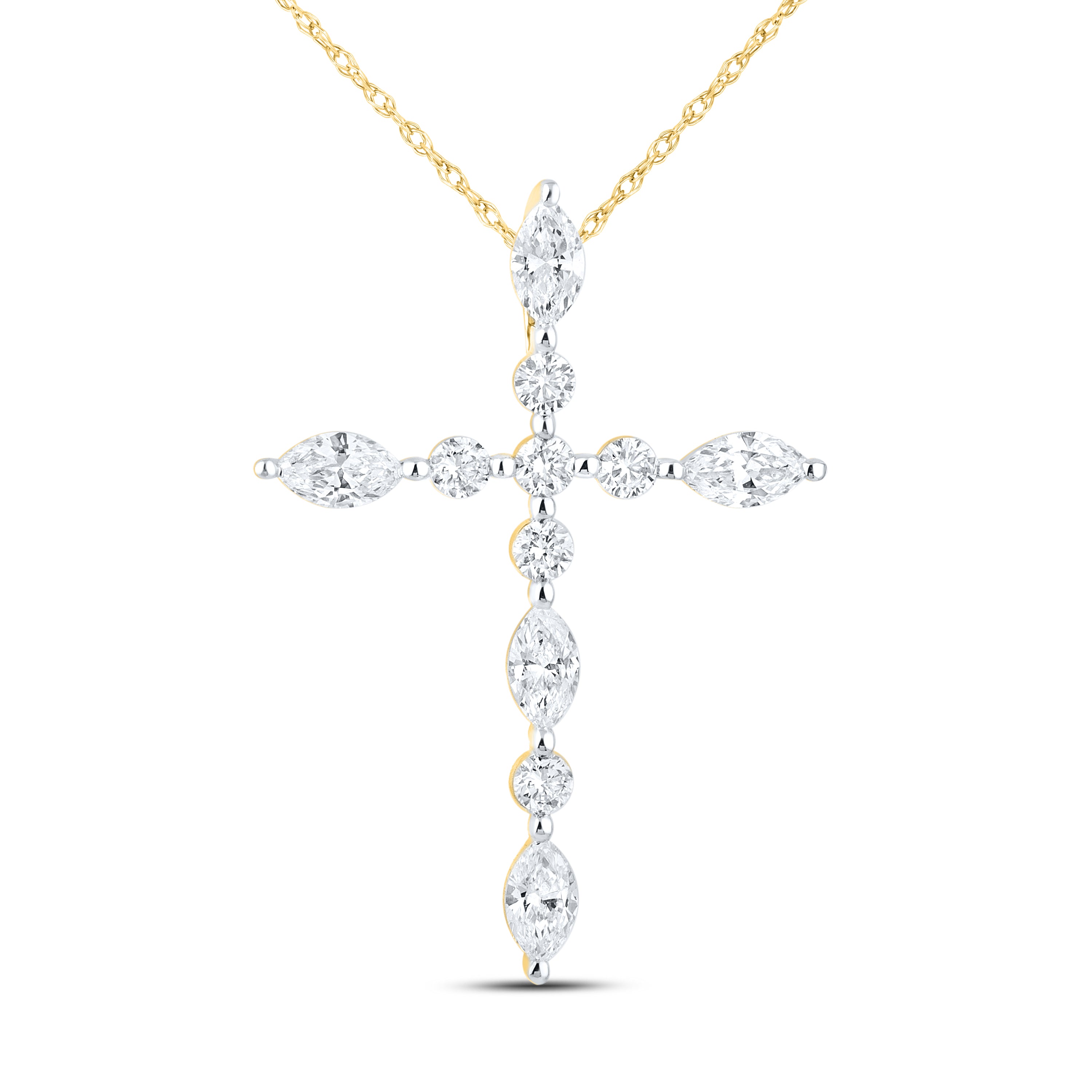 14k Yellow Gold 0.75 CTW Lab Diamond Cross Pendant