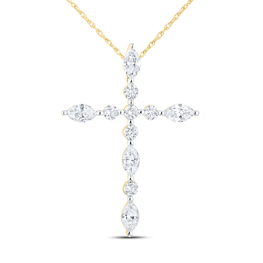 14k Yellow Gold 0.75 CTW Lab Diamond Cross Pendant