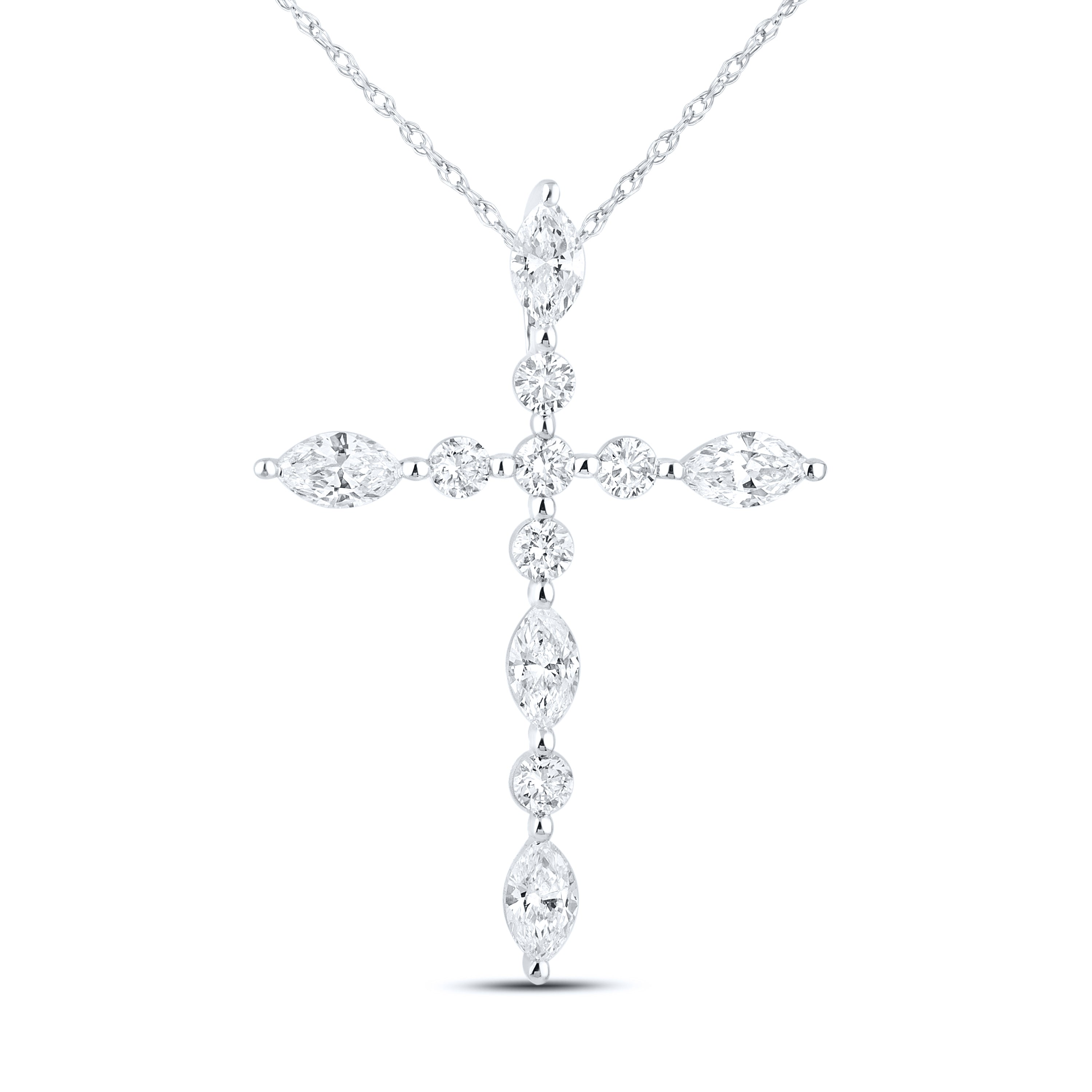 14k White Gold 0.75 CTW Lab Diamond Cross Pendant