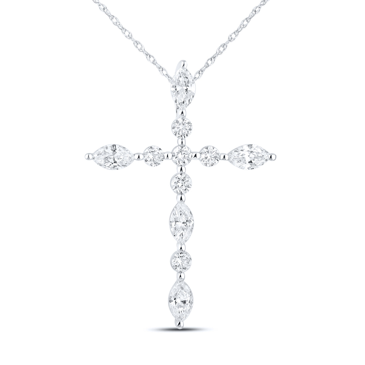 14k White Gold 0.75 CTW Lab Diamond Cross Pendant