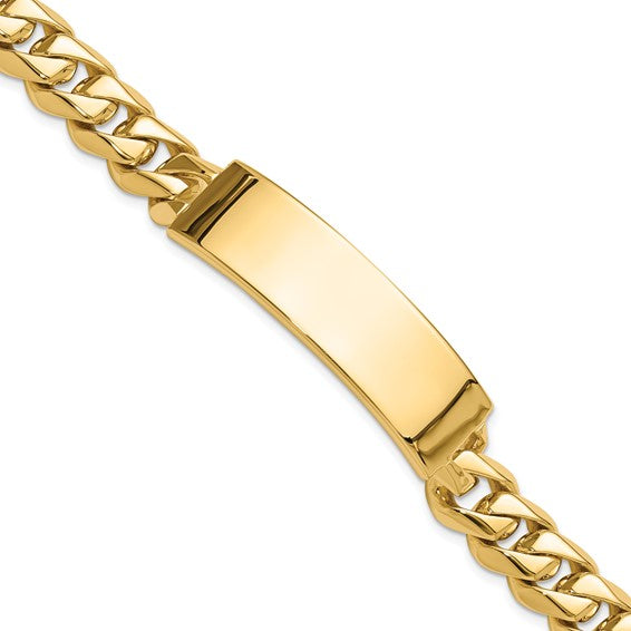 14kt Yellow Gold Hand-polished Solid Chain/Solid Plate Curb Link 48x14mm Plate 8 inch ID Bracelet