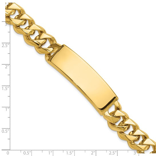 14kt Yellow Gold Hand-polished Solid Chain/Solid Plate Curb Link 48x15mm Plate 8.5 inch ID Bracelet