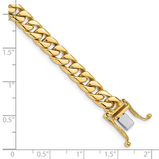 14KT Yellow Gold 8 inch 6.8mm Hand Polished Flat Beveled Curb Link with Box Catch Clasp Bracelet