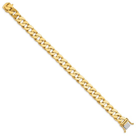 14kt Yellow Gold 8 inch 10mm Hand Polished Fancy Link with Box Catch Bracelet