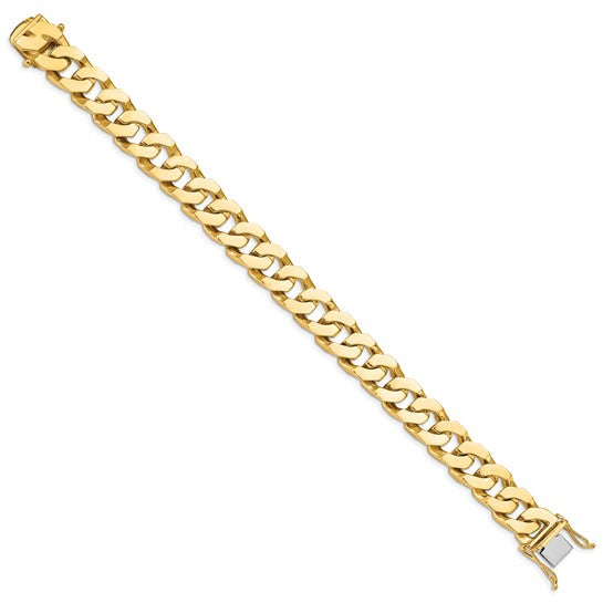 14kt Yellow Gold 8 inch 11.6mm Hand Polished Fancy Link with Box Catch Bracelet