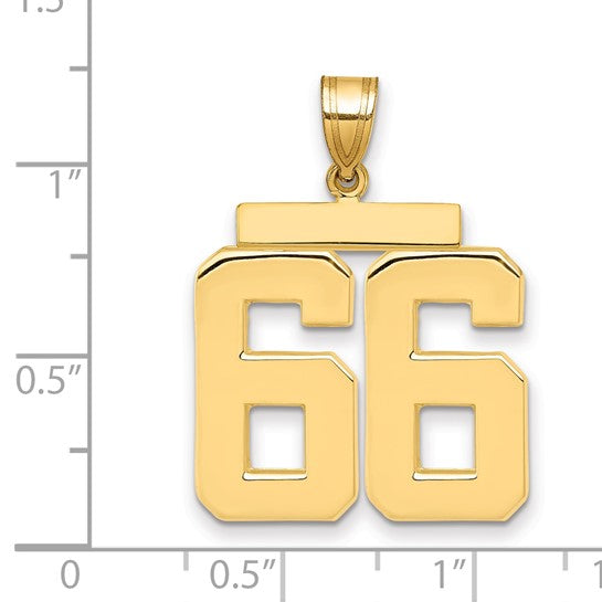 14kt Yellow Gold Large Polished Number 66 Charm