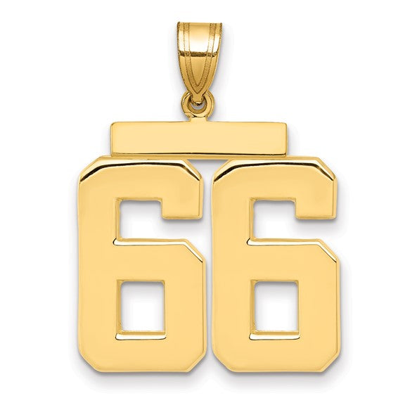 14kt Yellow Gold Large Polished Number 66 Charm