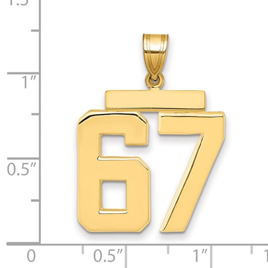 14kt Yellow Gold Large Polished Number 67 Charm