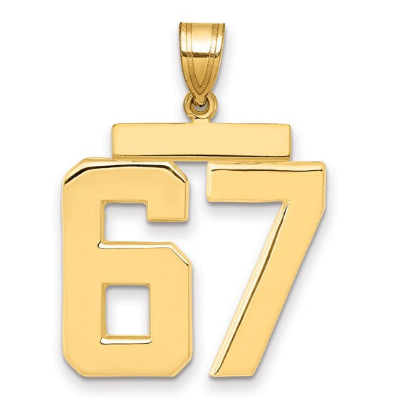 14kt Yellow Gold Large Polished Number 67 Charm
